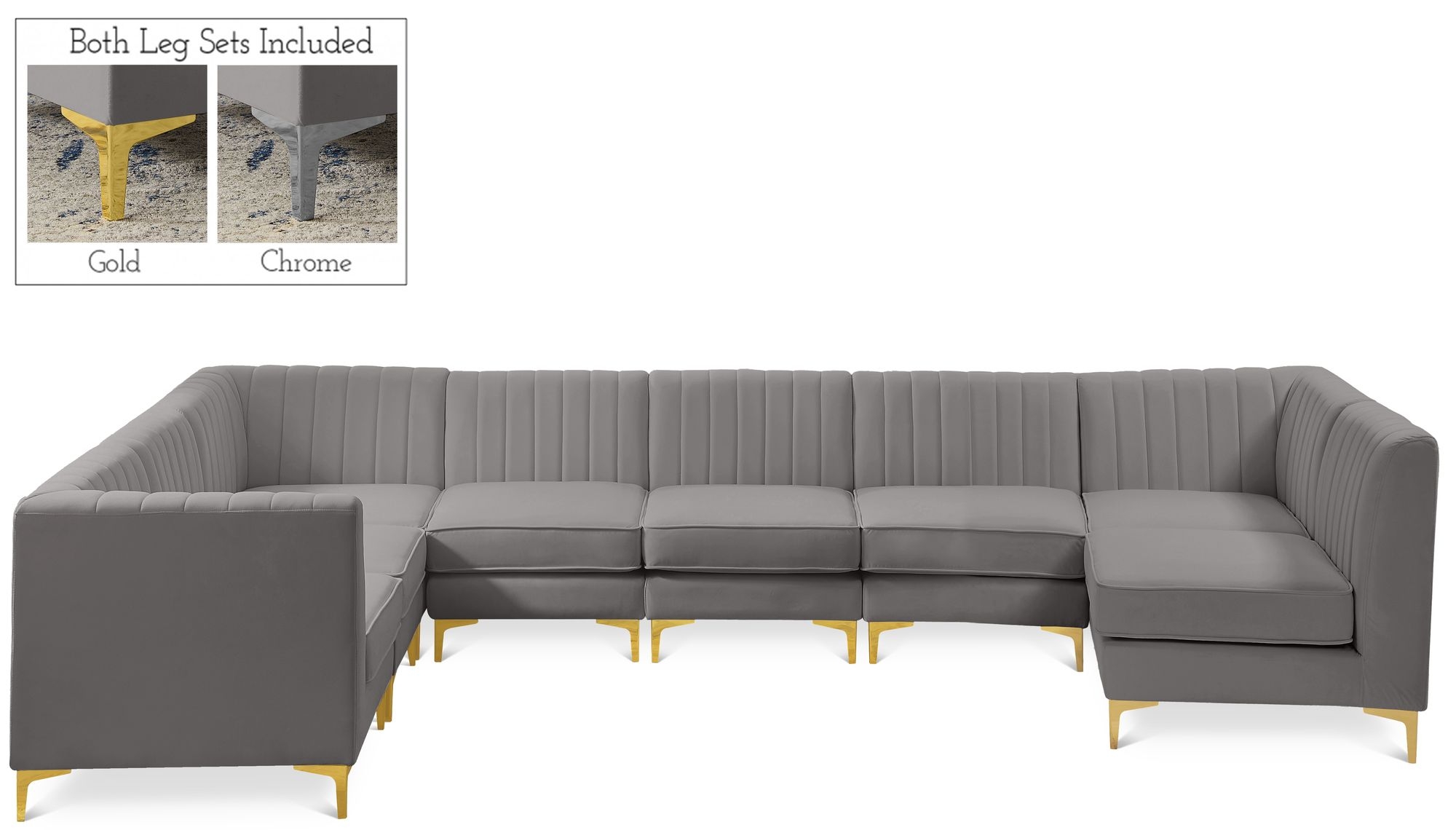 Alina 119" x 119" 8-Piece Velvet Modular Sectional