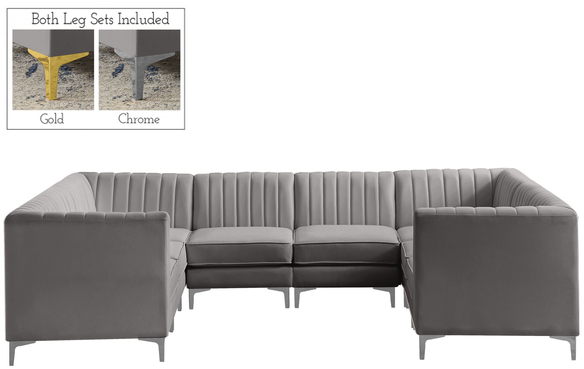 Alina 119" x 93" 8-Piece Velvet Modular Sectional
