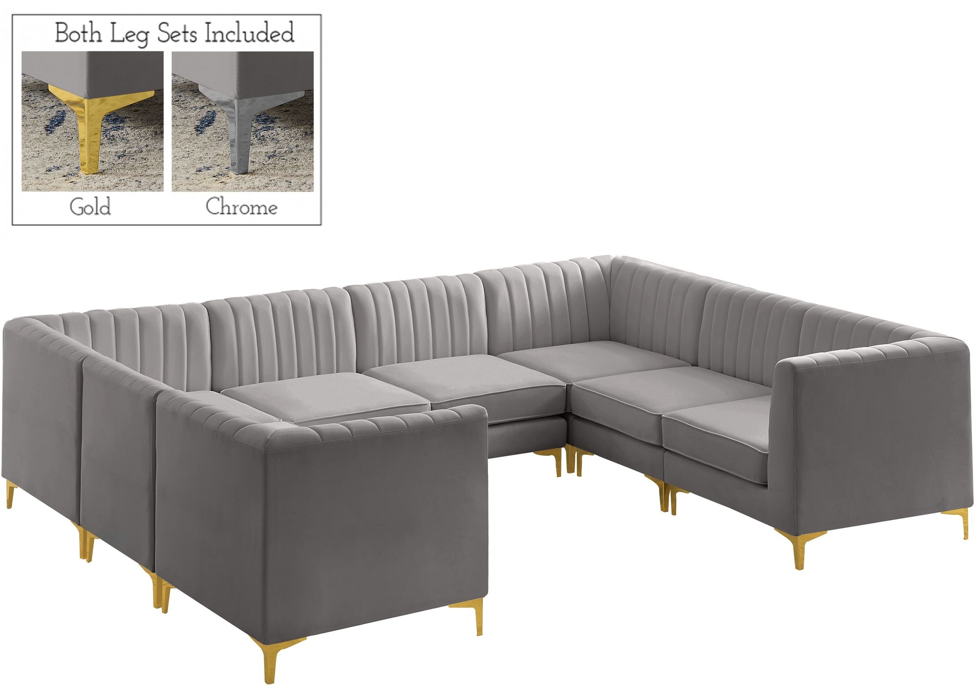 Alina 119" x 93" 8-Piece Velvet Modular Sectional