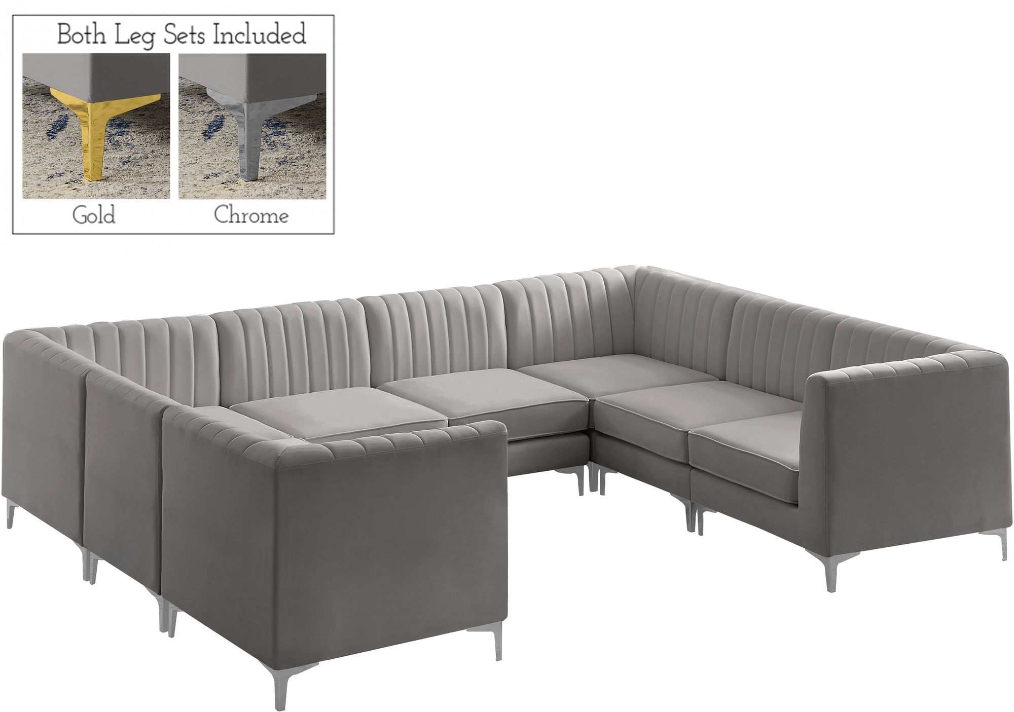 Alina 119" x 93" 8-Piece Velvet Modular Sectional
