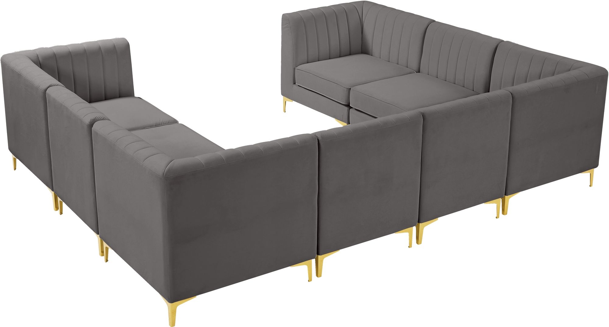 Alina 119" x 93" 8-Piece Velvet Modular Sectional