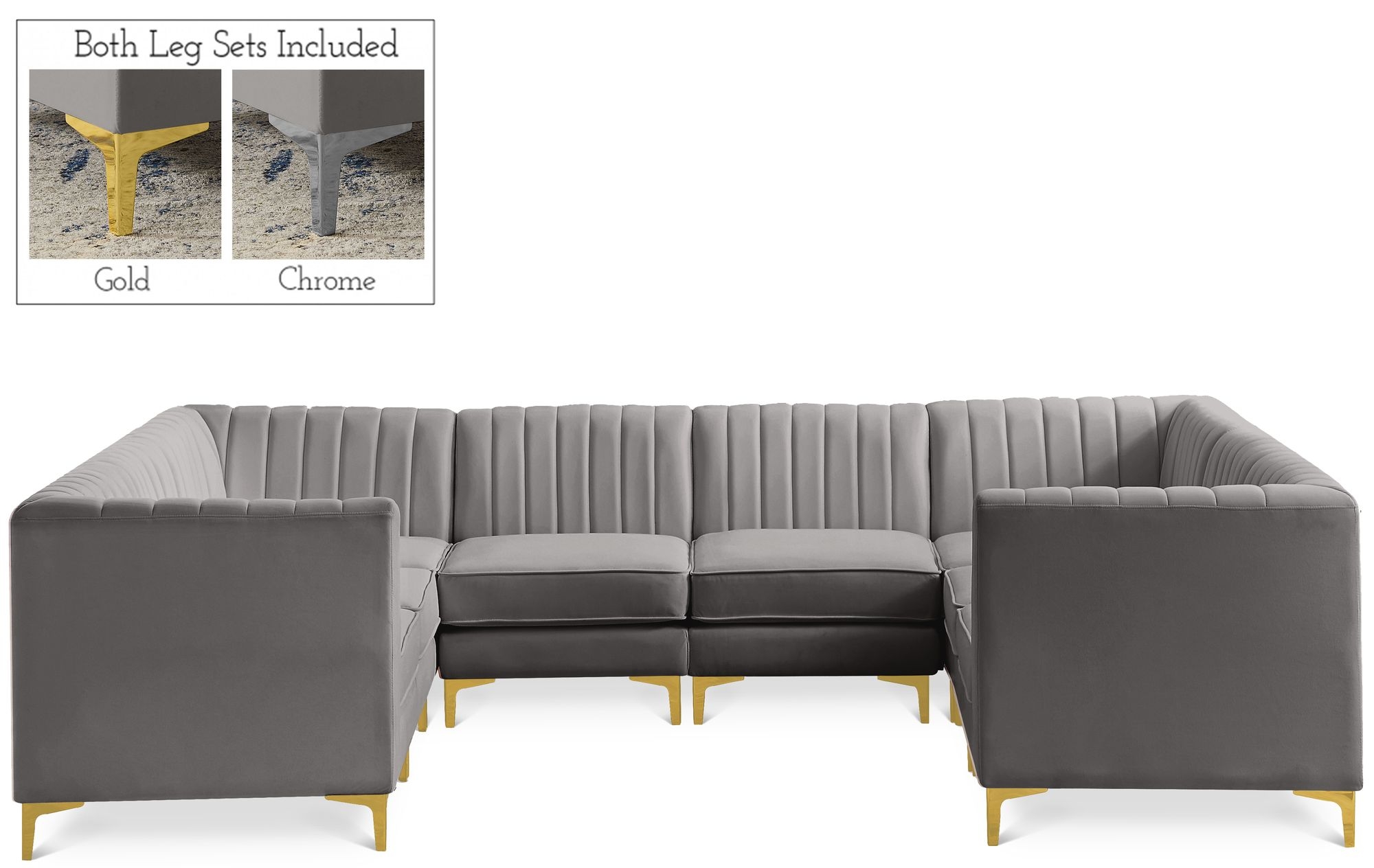 Alina 119" x 93" 8-Piece Velvet Modular Sectional