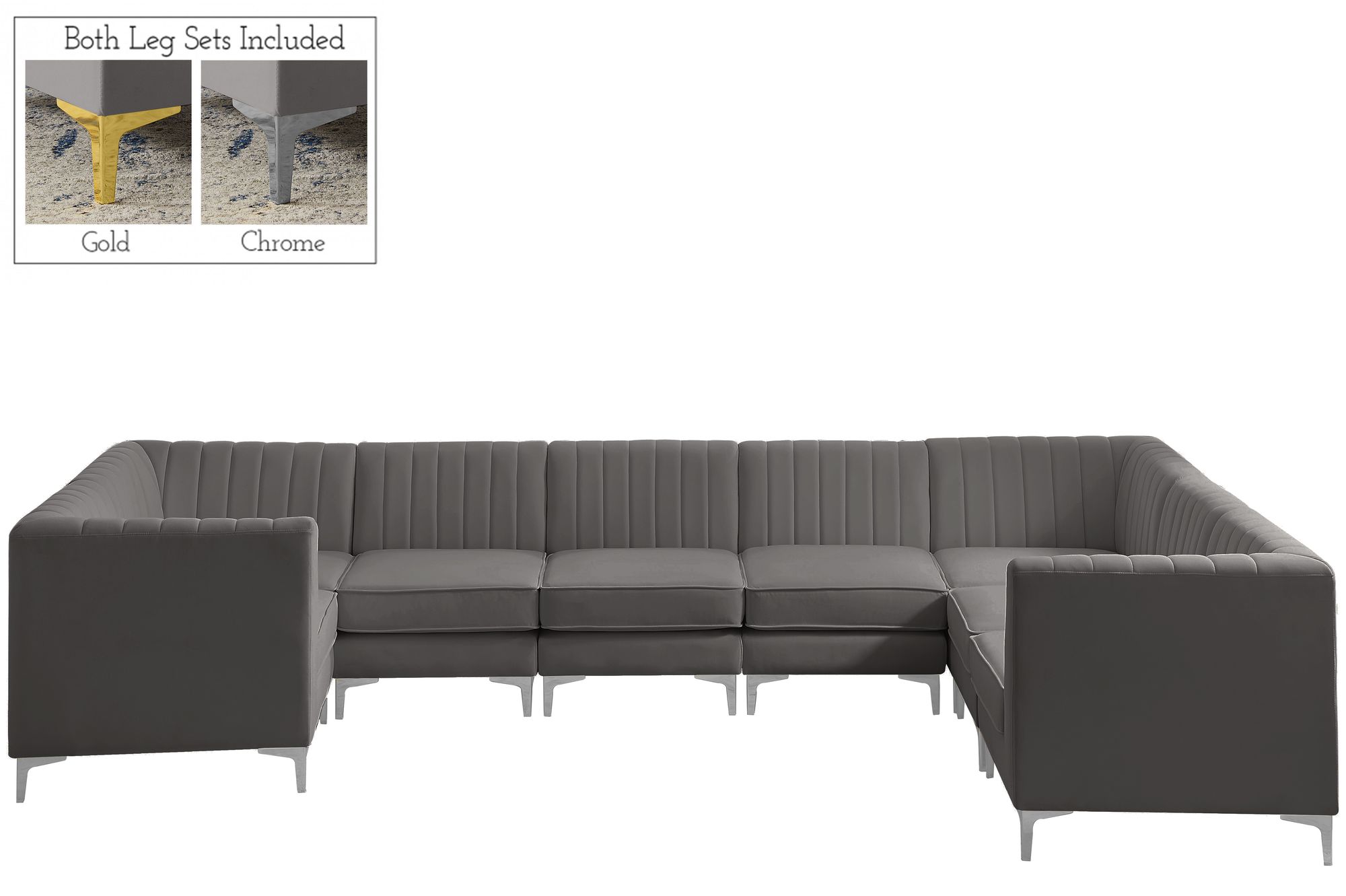 Alina 145" x 93" 8-Piece Velvet Modular Sectional
