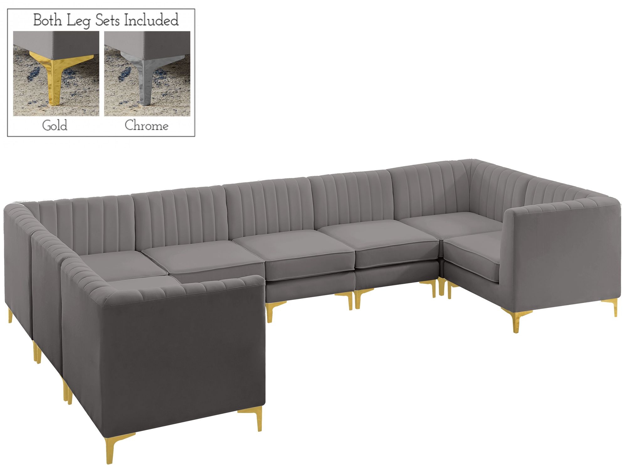 Alina 145" x 93" 8-Piece Velvet Modular Sectional