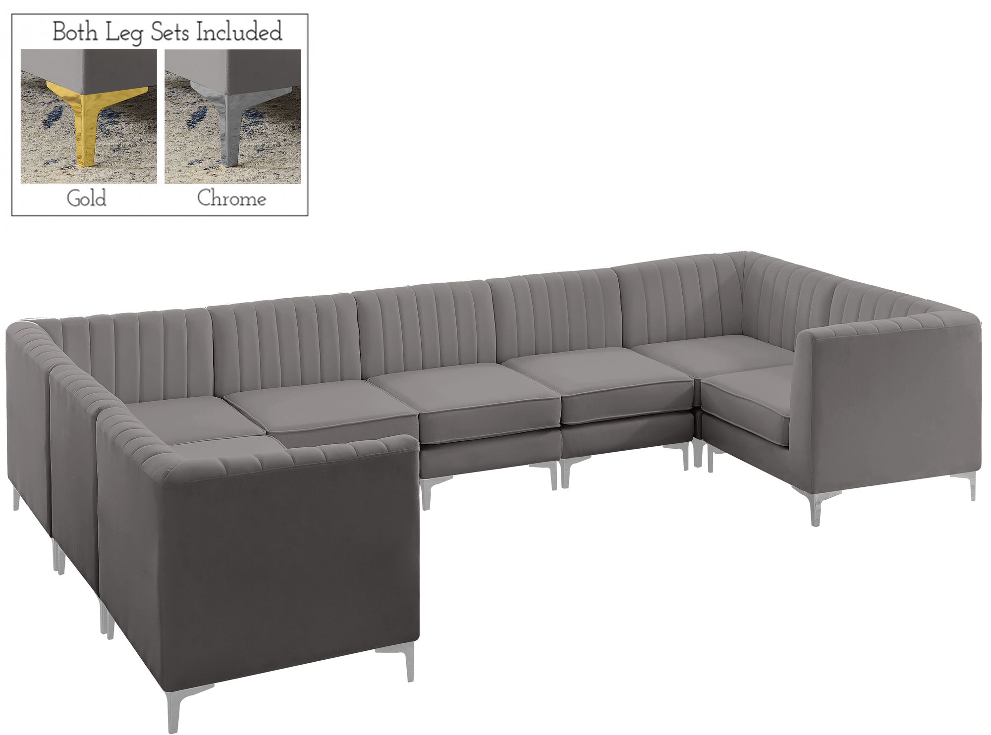 Alina 145" x 93" 8-Piece Velvet Modular Sectional