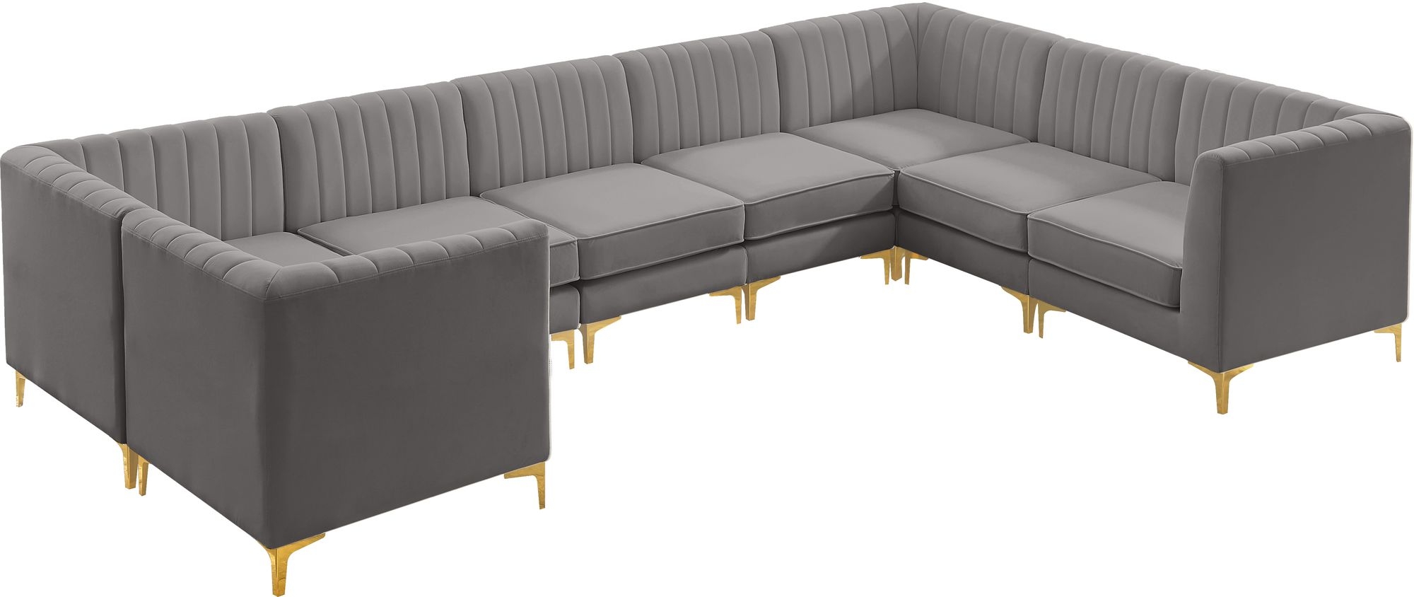 Alina 145" x 93" 8-Piece Velvet Modular Sectional