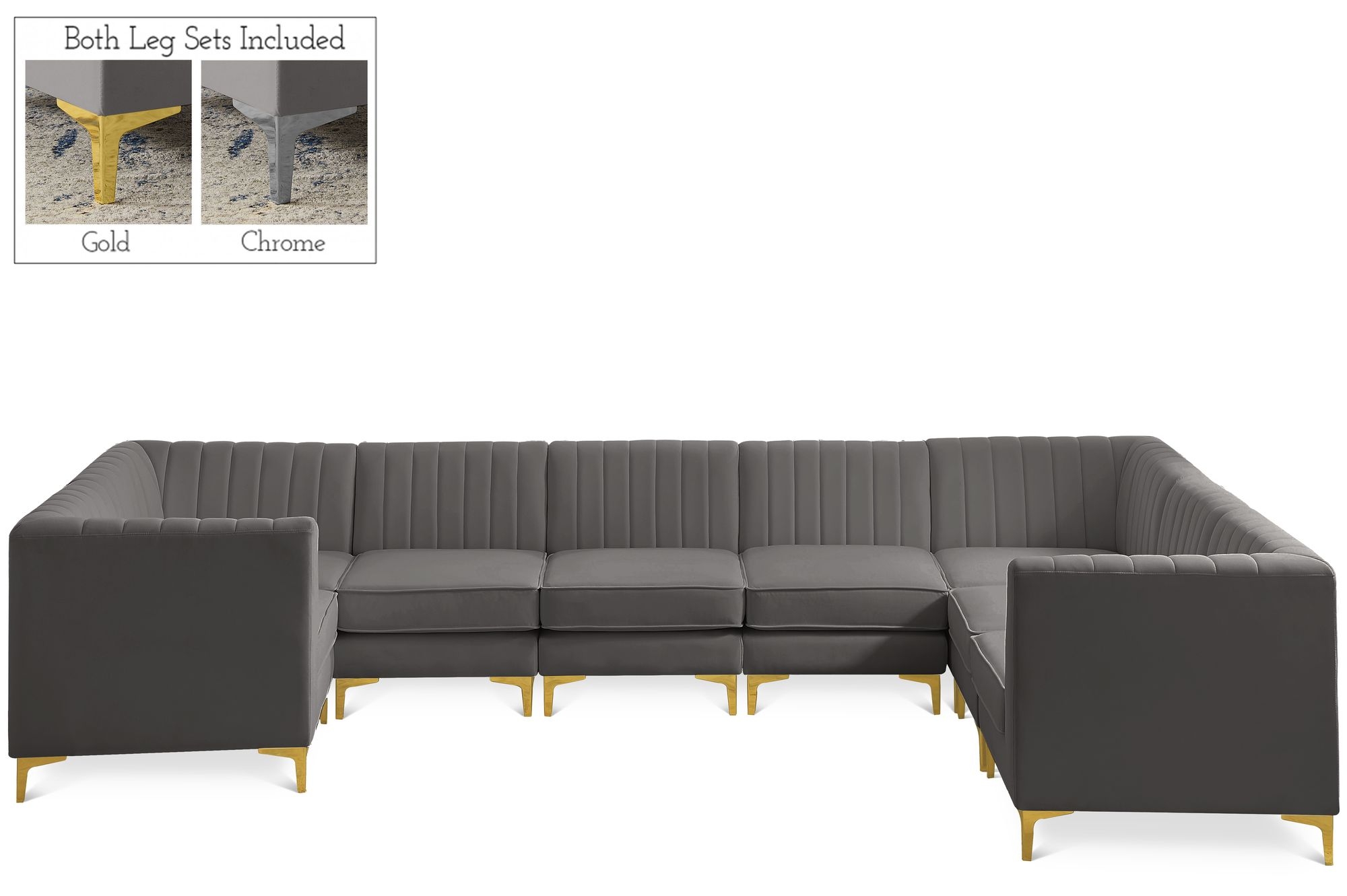 Alina 145" x 93" 8-Piece Velvet Modular Sectional