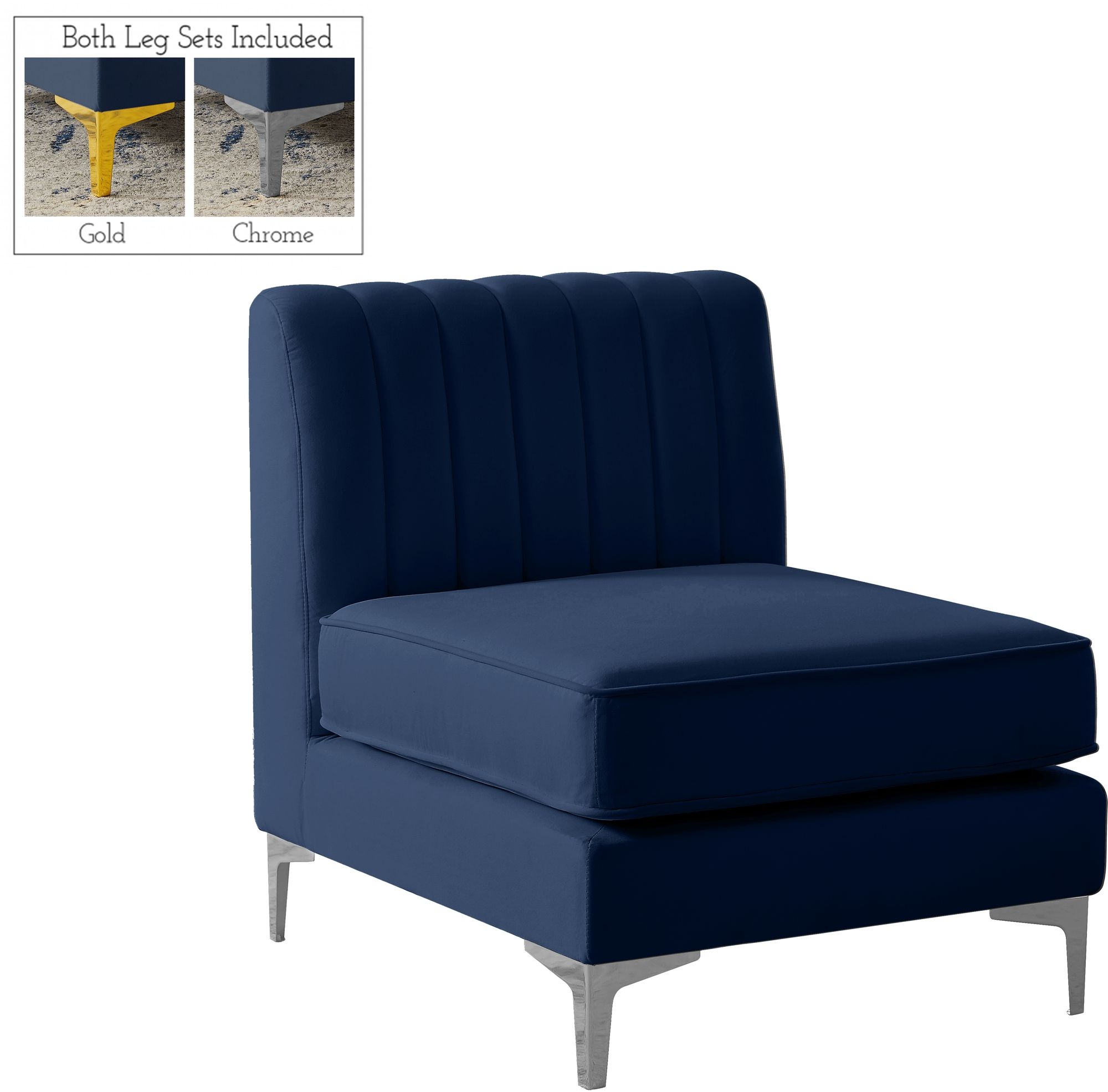 Alina Velvet Modular Armless Chair