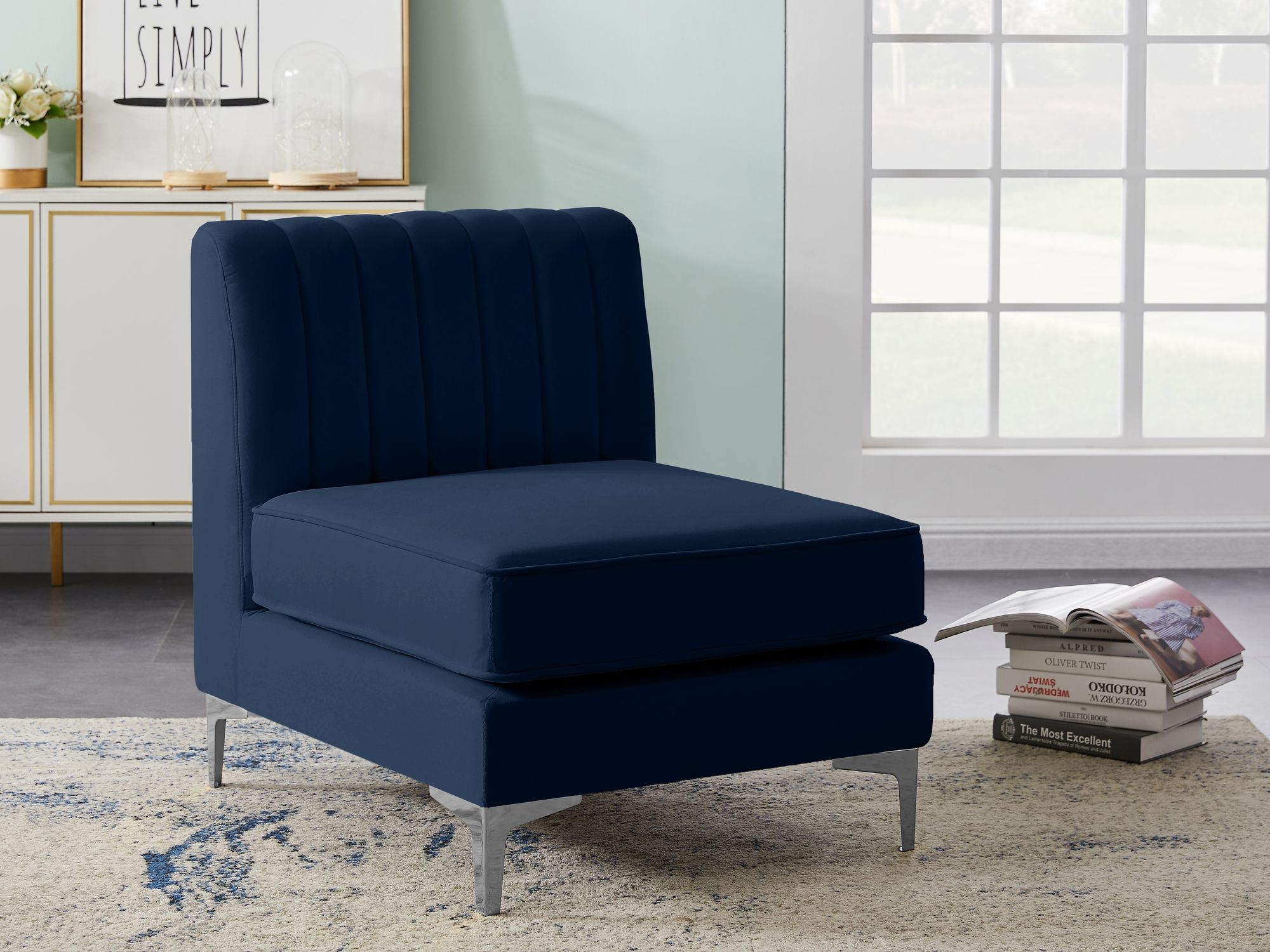 Alina Velvet Modular Armless Chair