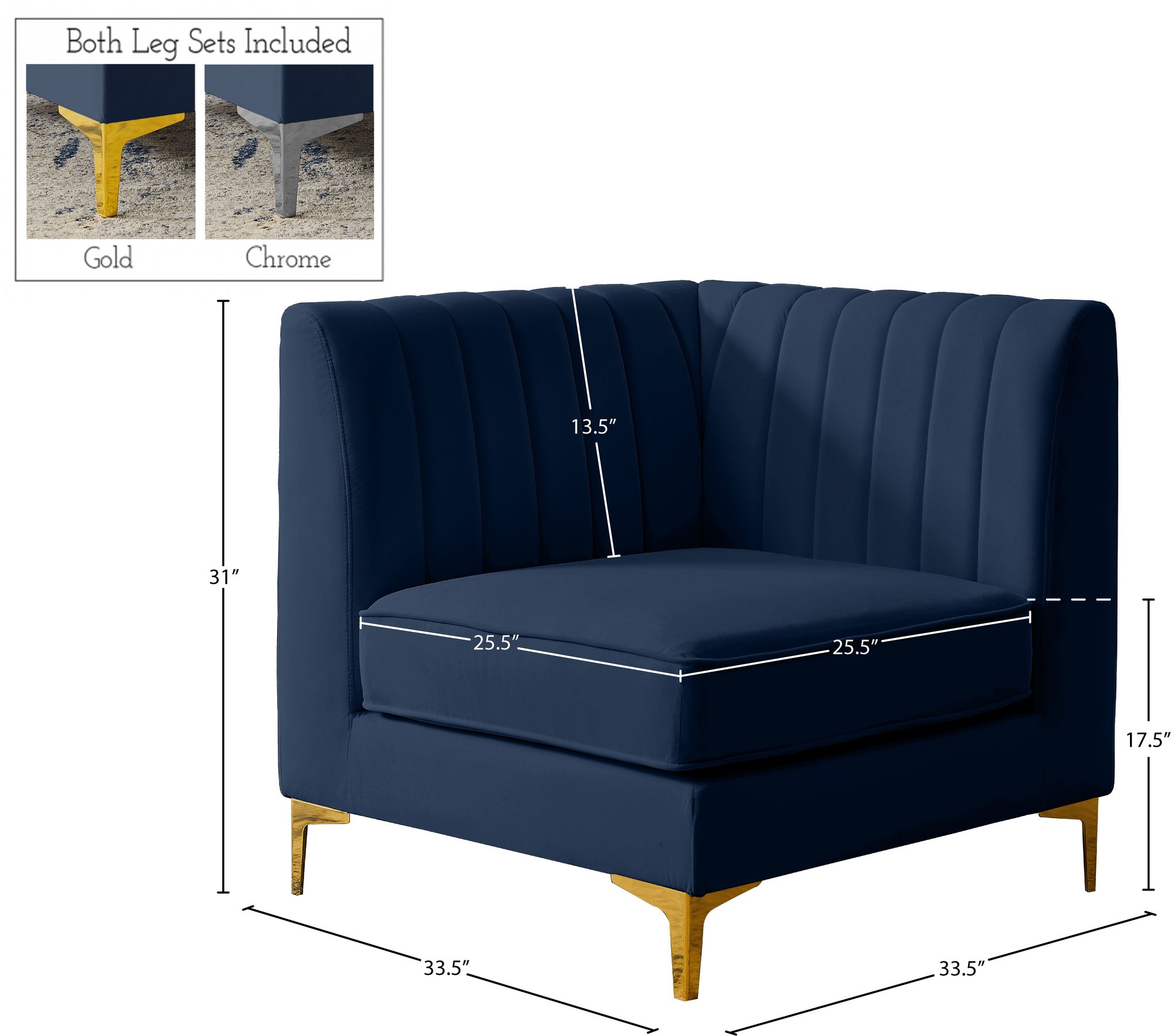 Alina Velvet Modular Corner Chair