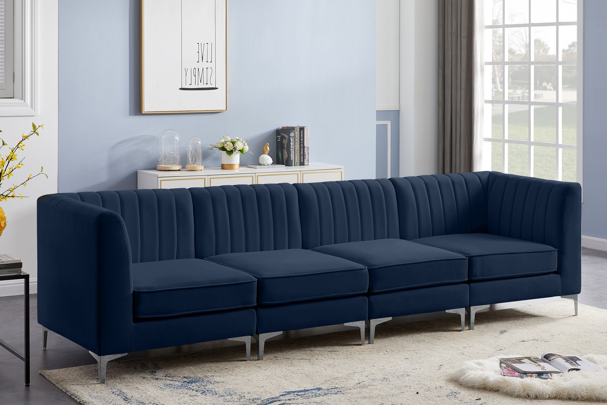 Alina 119" Velvet Modular Sofa