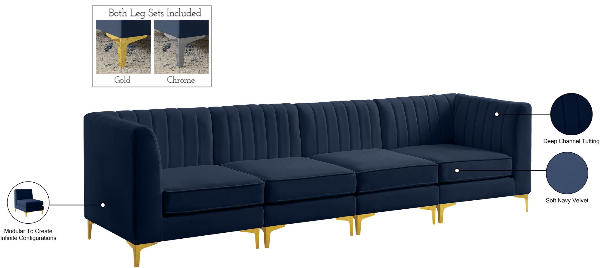 Alina 119" Velvet Modular Sofa