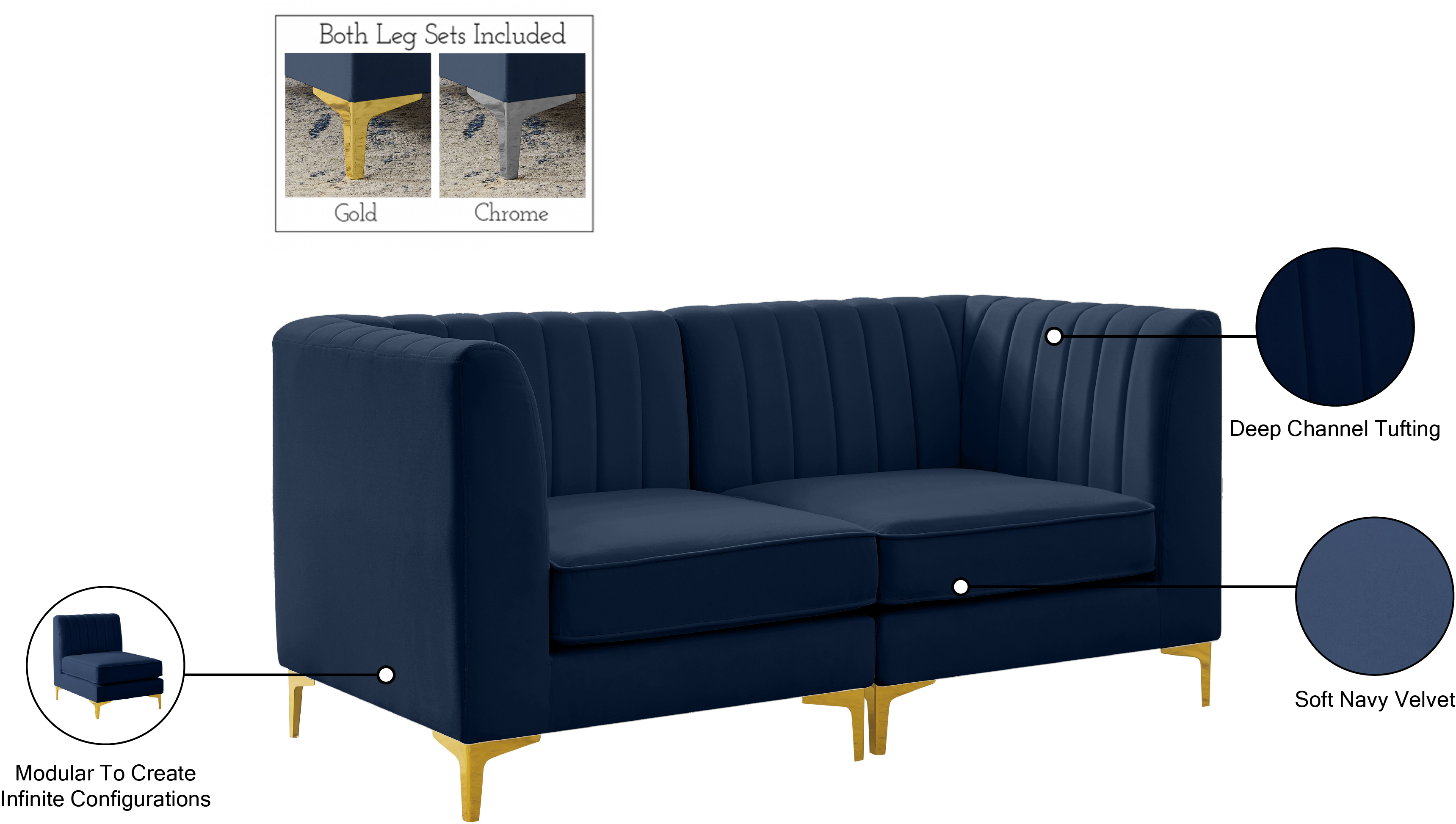 Alina 67" Velvet Modular Sofa