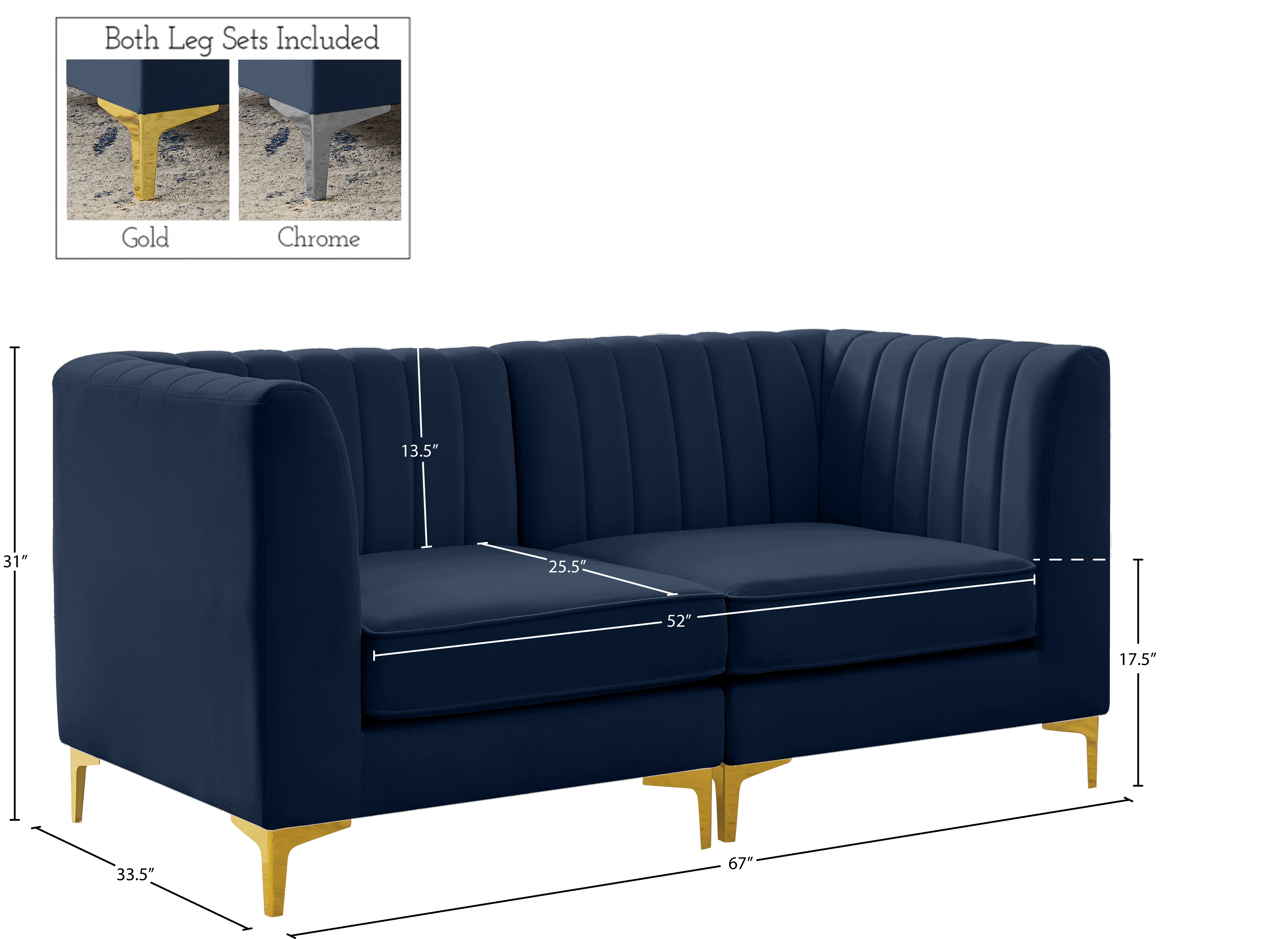 Alina 67" Velvet Modular Sofa