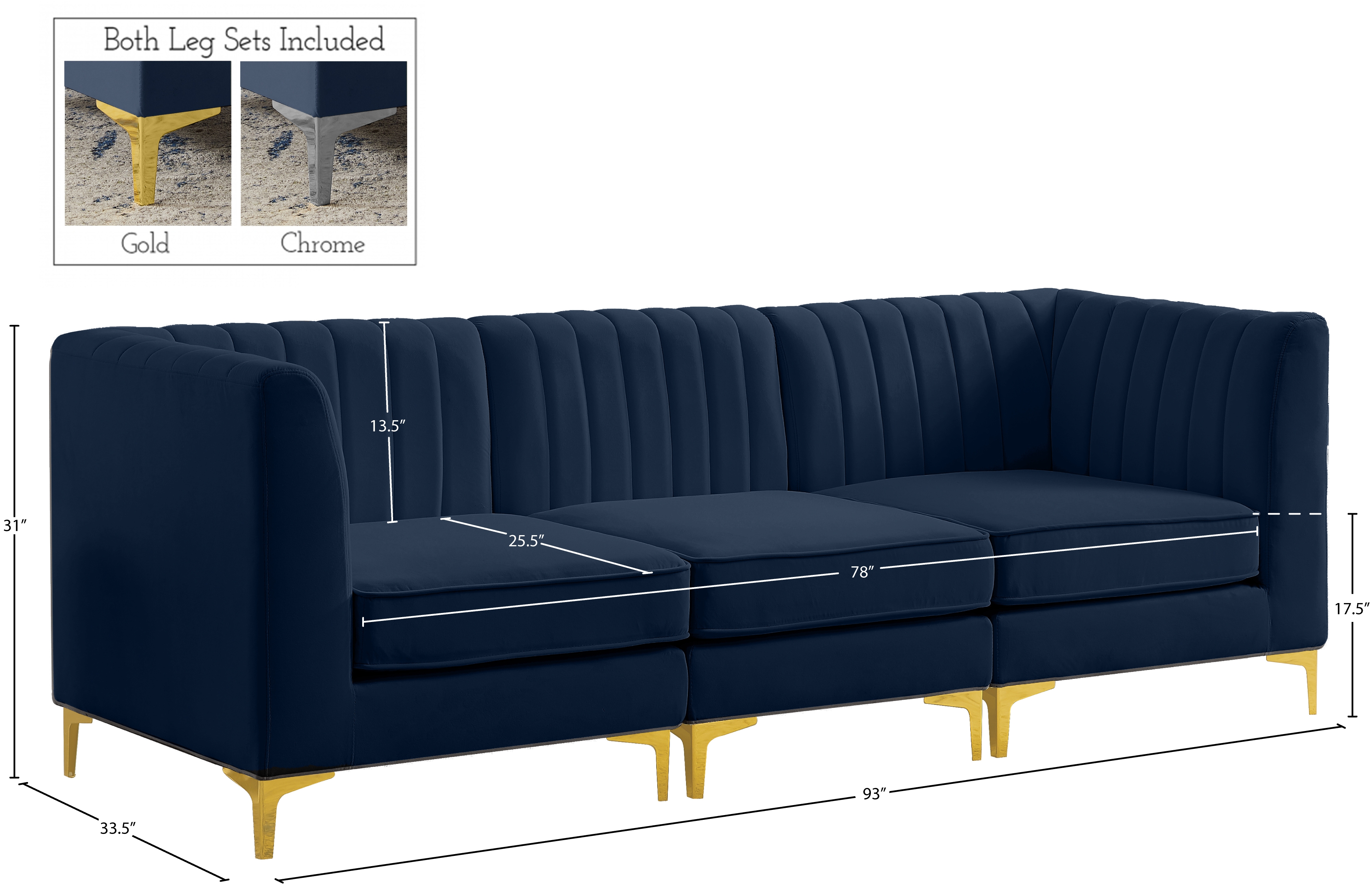 Alina 93" Velvet Modular Sofa