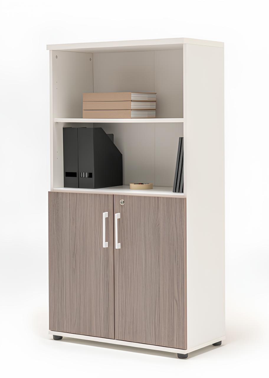 Basic Office Half-Bookcase w/Lockable Doors & Open Shelves