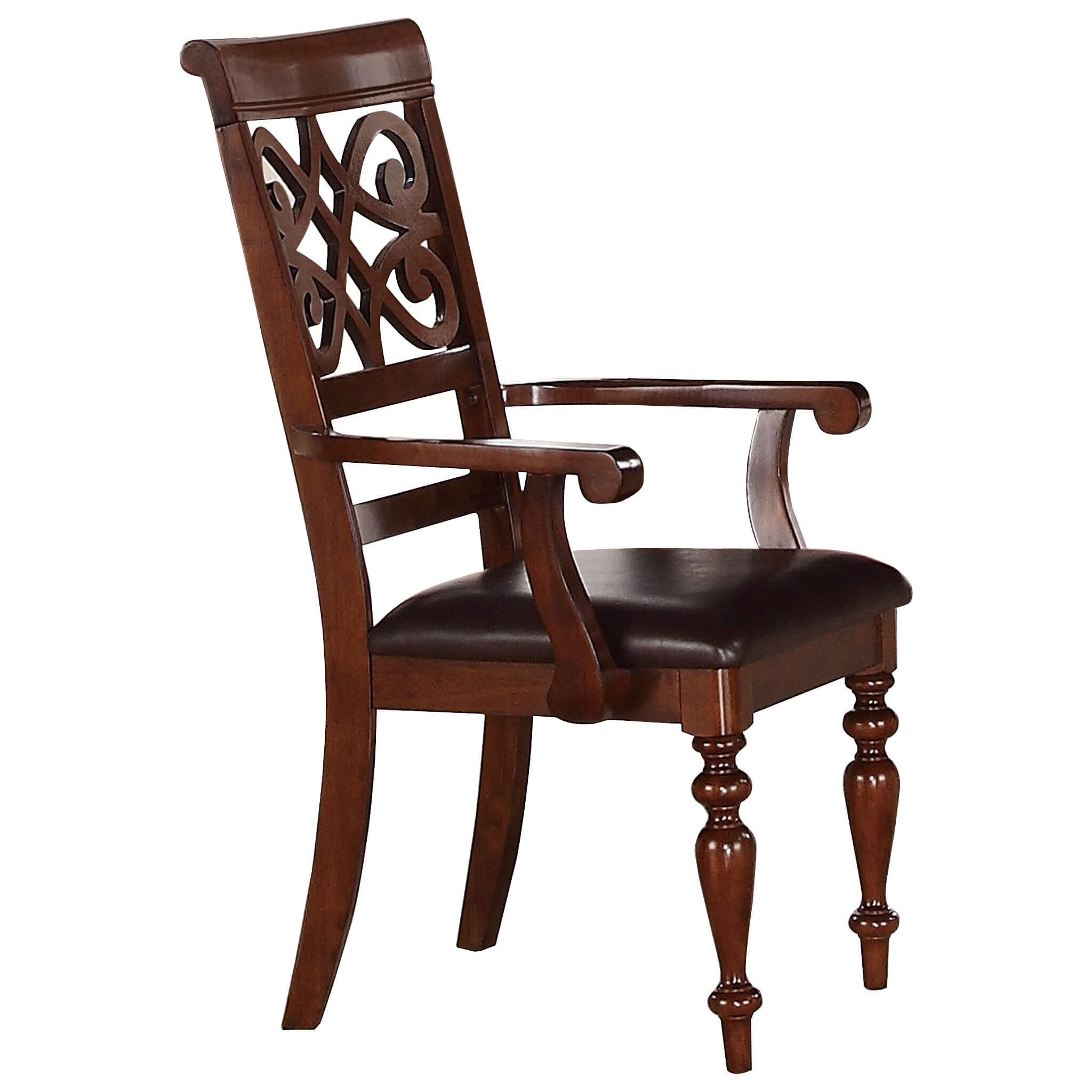 Creswell Leg Classic Vinyl/Wood Dining Arm Chair