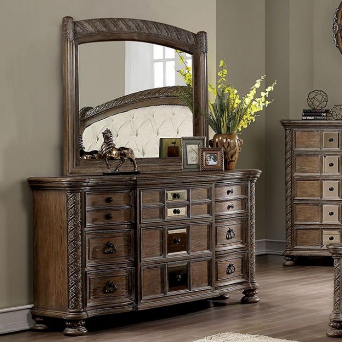 Timandra Fabric/Wood Panel Tufted Bedroom Set