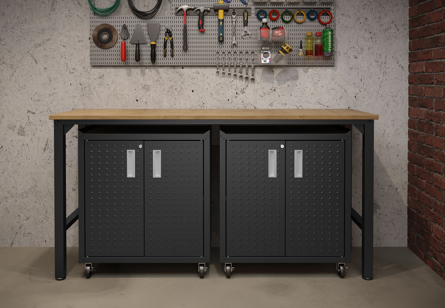 Fortress 3-Piece Textured Metal Garage Storage Set, Composition 1
