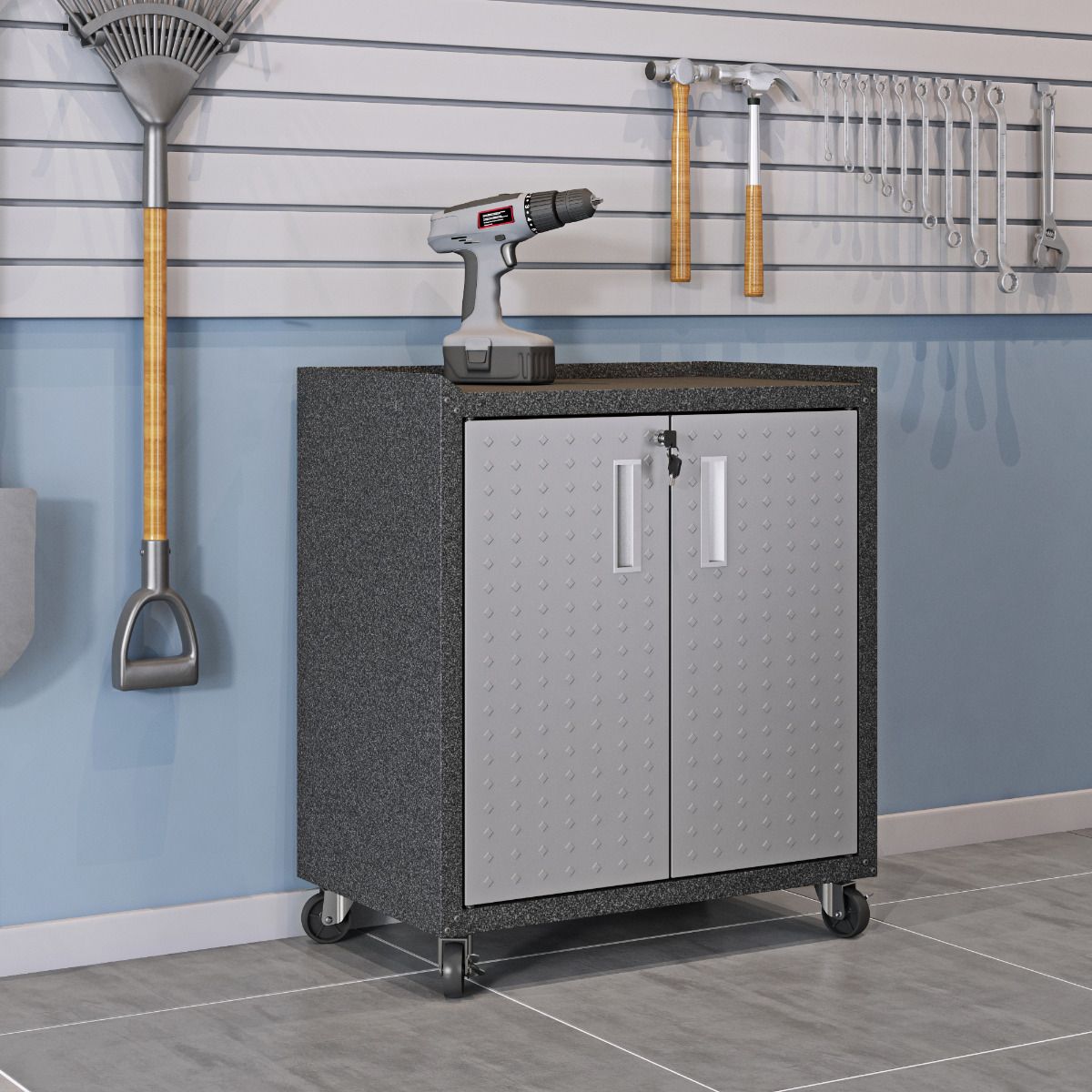Fortress 3-Piece Textured Metal Garage Storage Set, Composition 1