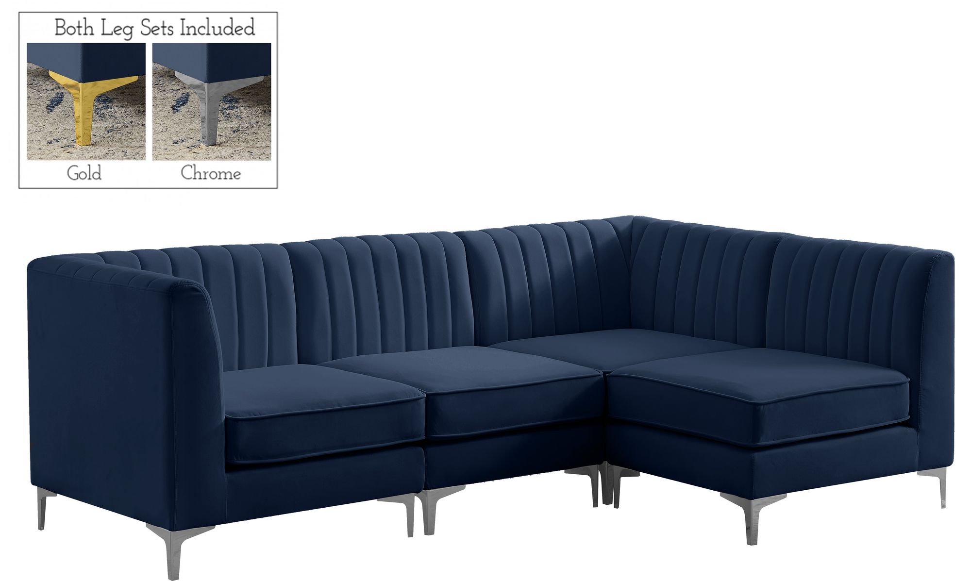 Alina 93" 4-Piece Velvet Modular Sectional