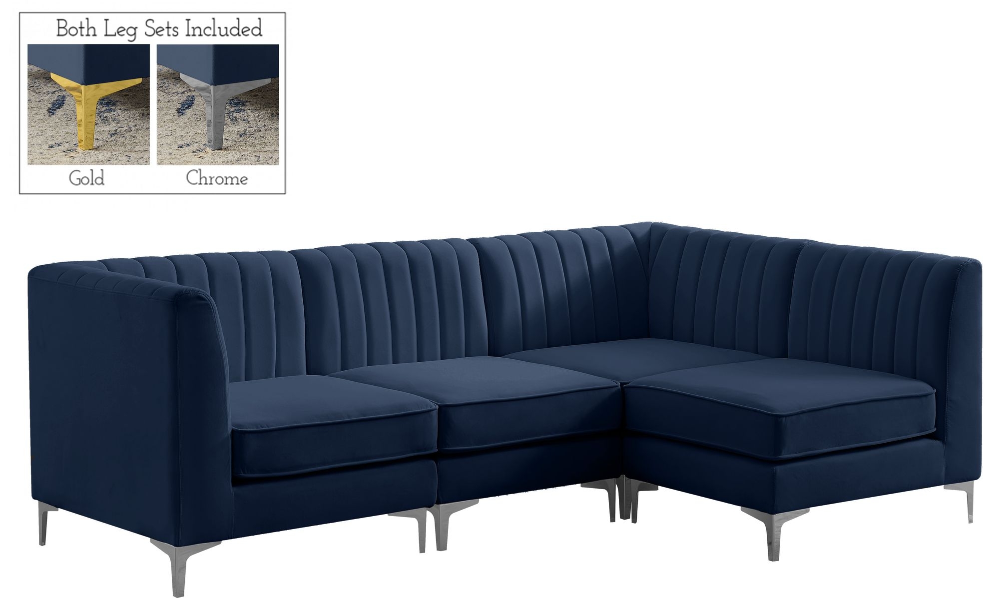 Alina 93" 4-Piece Velvet Modular Sectional