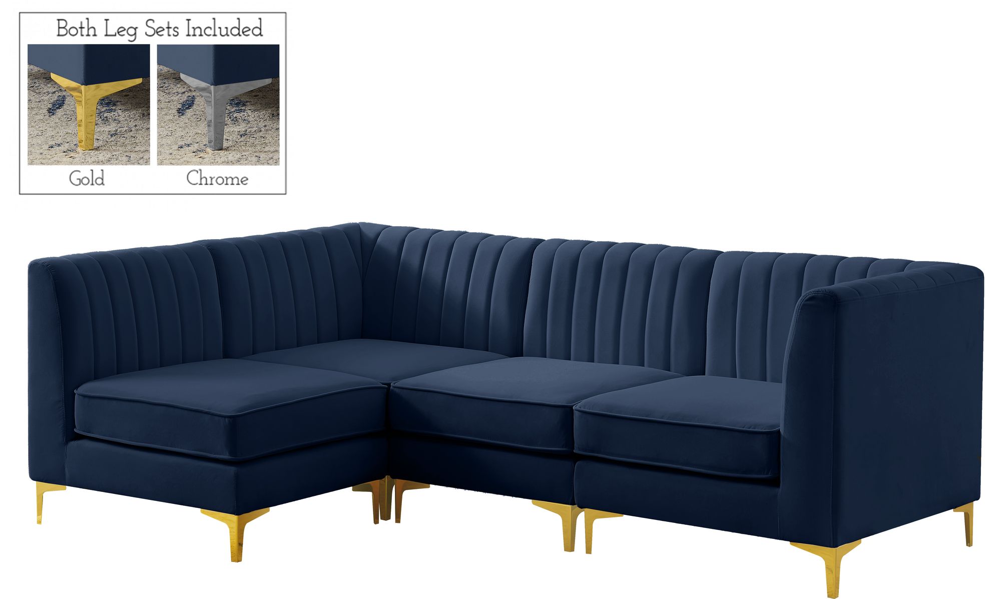 Alina 93" 4-Piece Velvet Modular Sectional