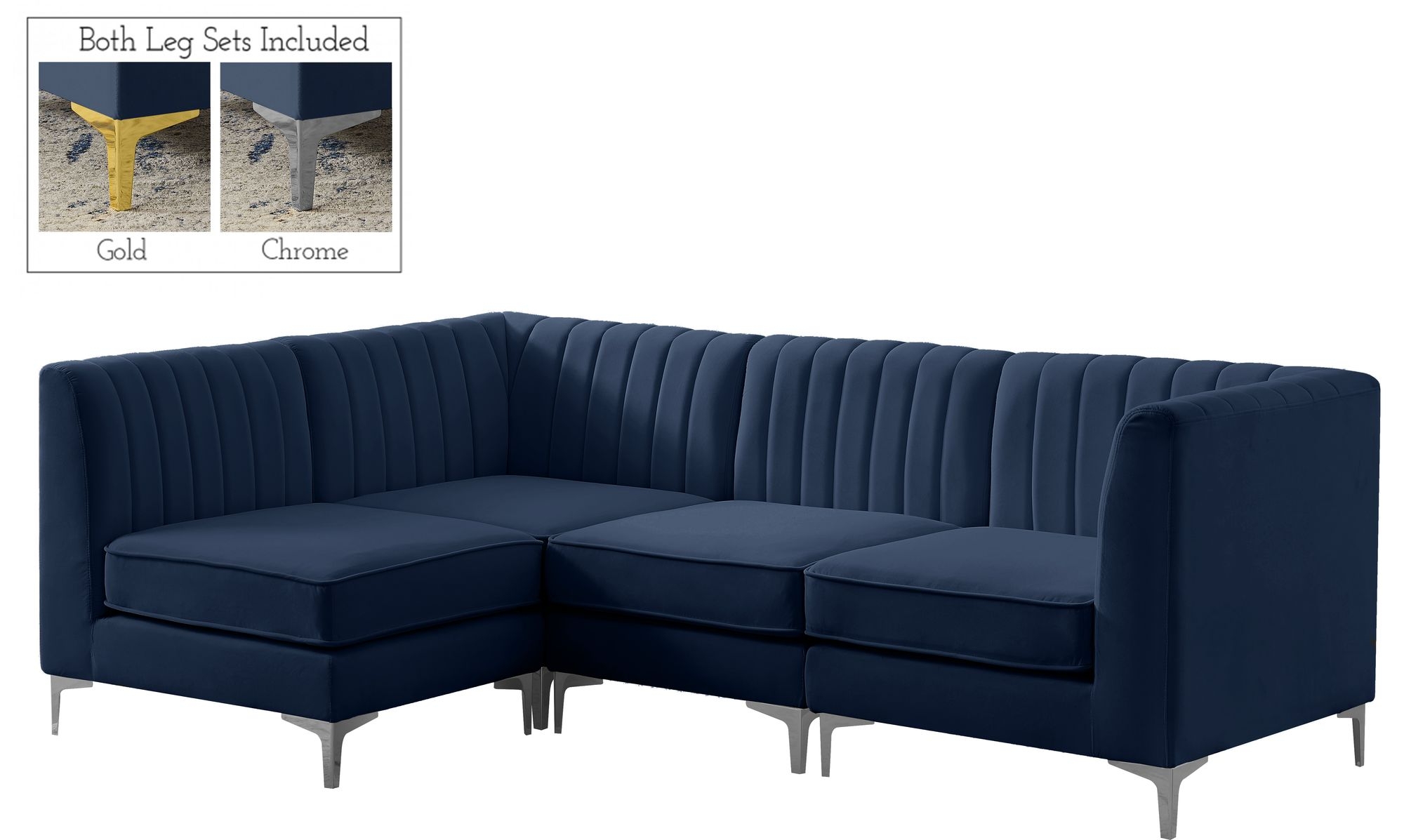 Alina 93" 4-Piece Velvet Modular Sectional