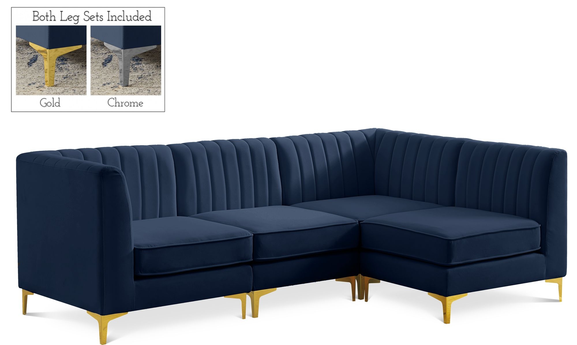 Alina 93" 4-Piece Velvet Modular Sectional