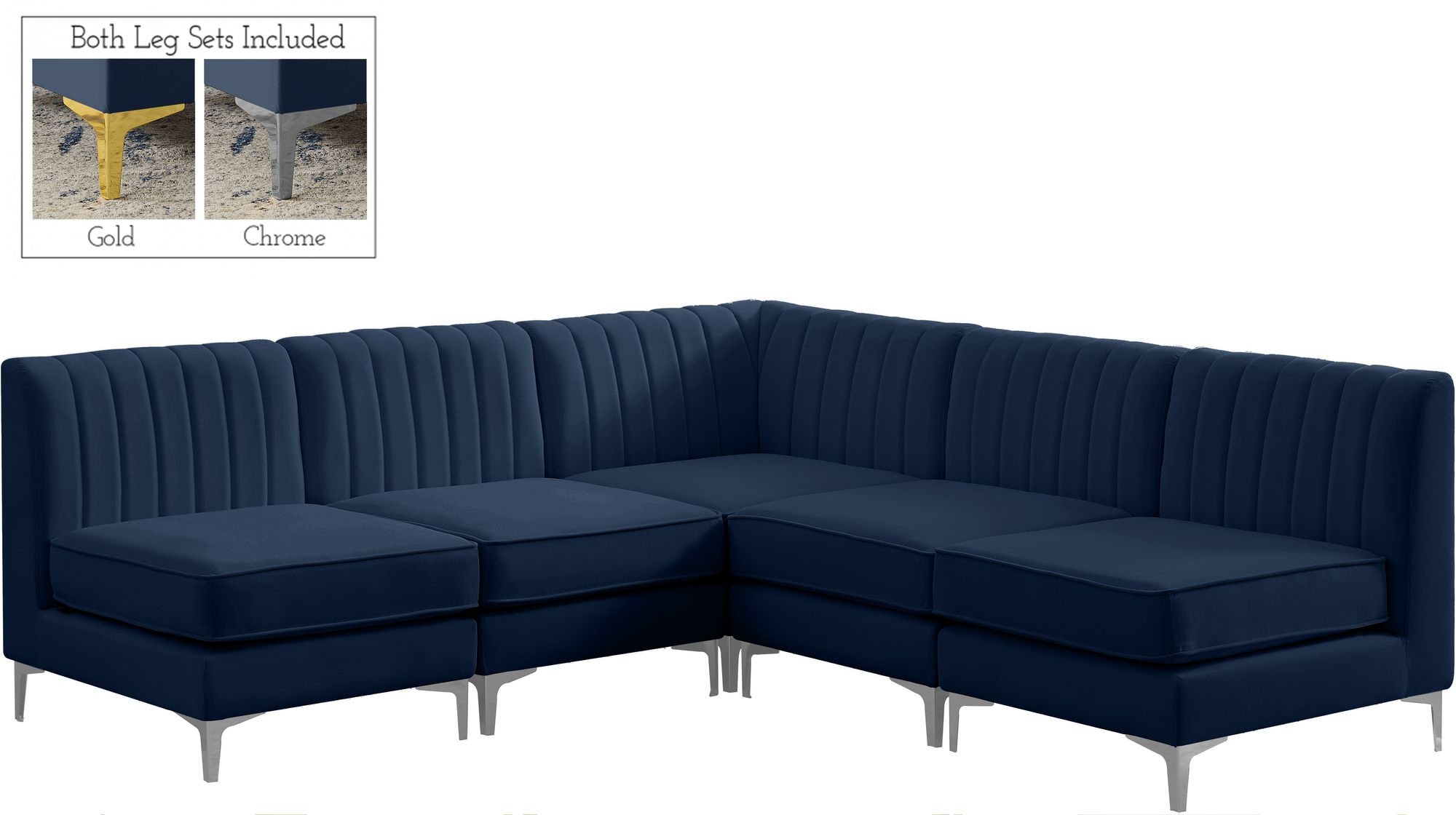 Alina 85.5" 5-Piece Velvet Modular Sectional