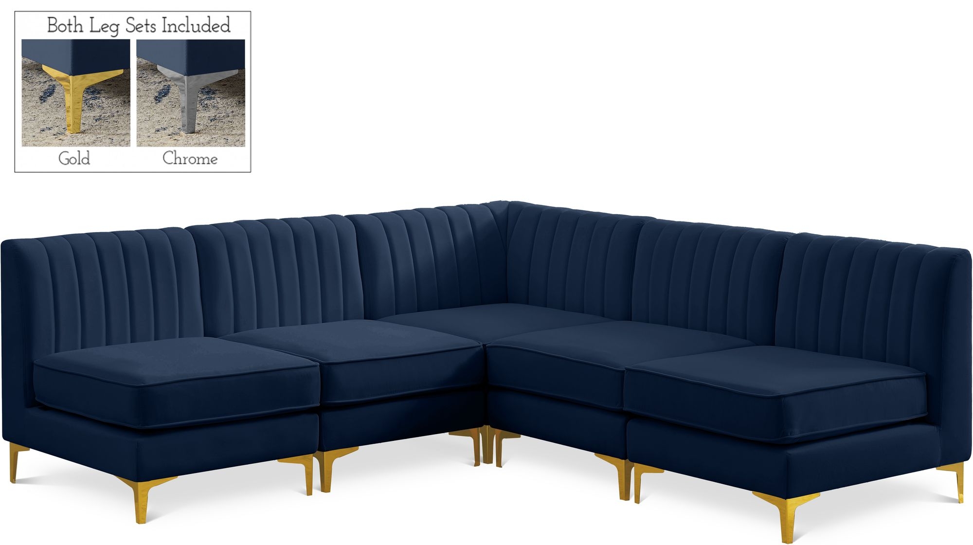 Alina 85.5" 5-Piece Velvet Modular Sectional