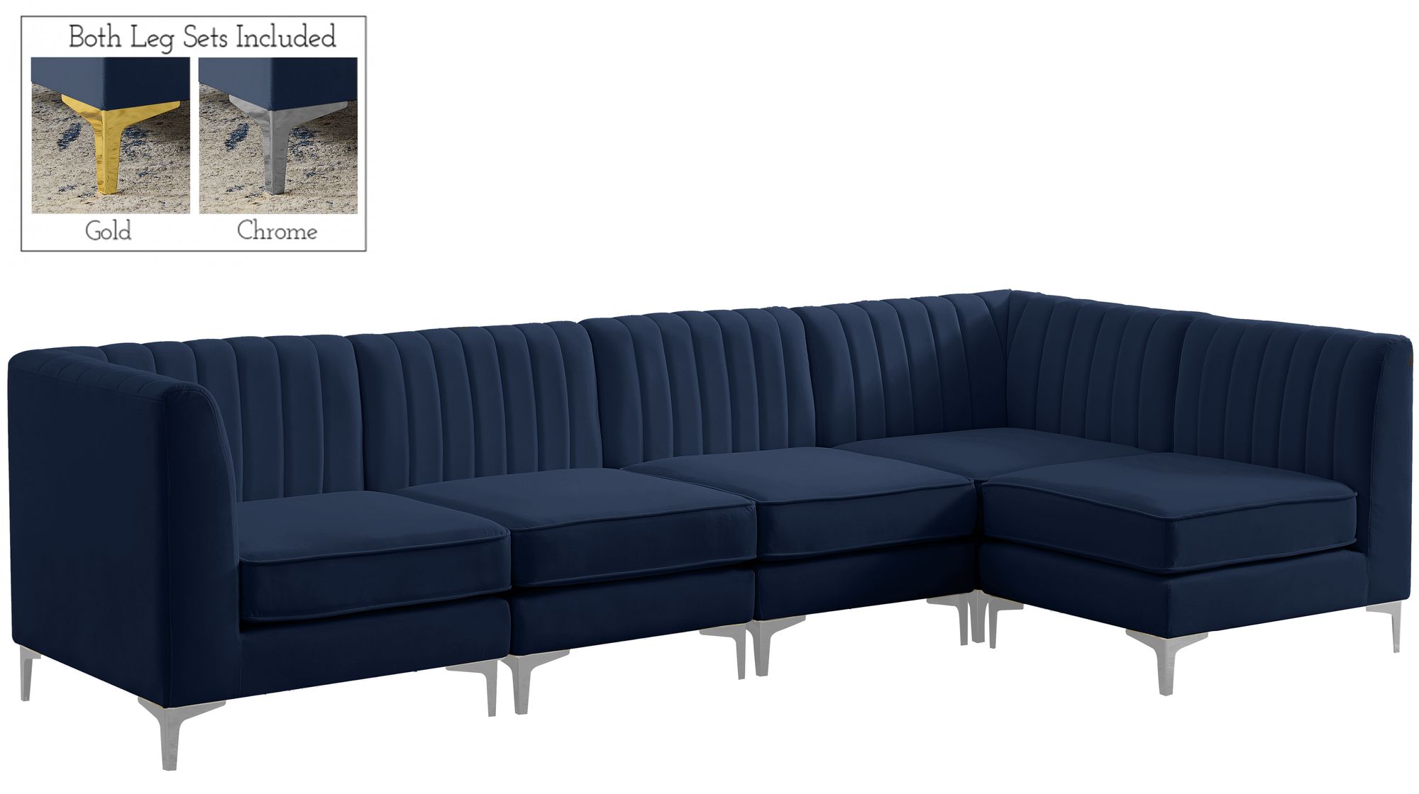 Alina 119" 5-Piece Velvet Modular Sectional
