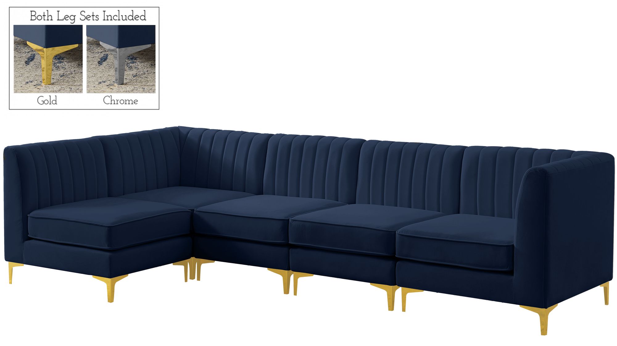 Alina 119" 5-Piece Velvet Modular Sectional