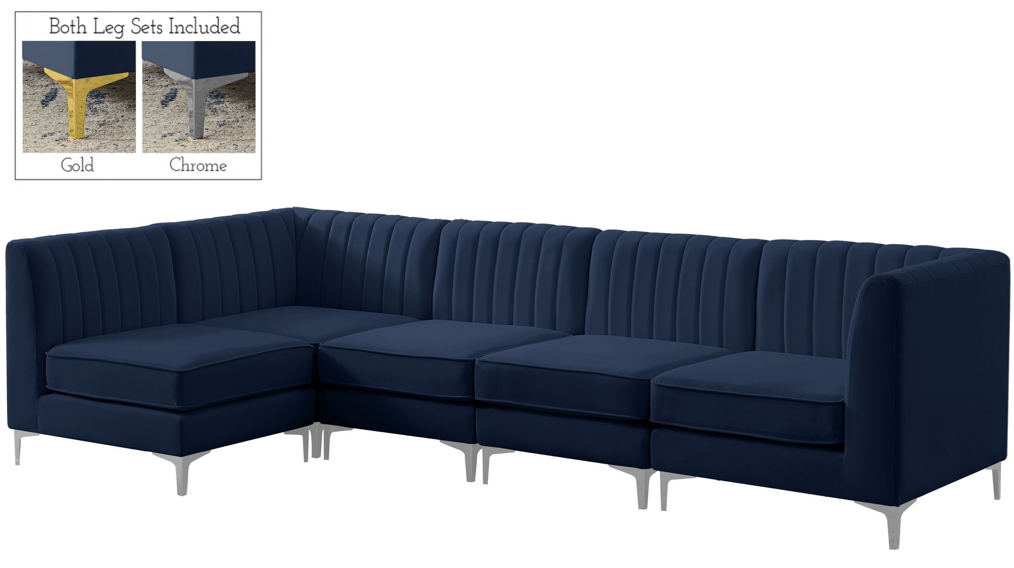 Alina 119" 5-Piece Velvet Modular Sectional
