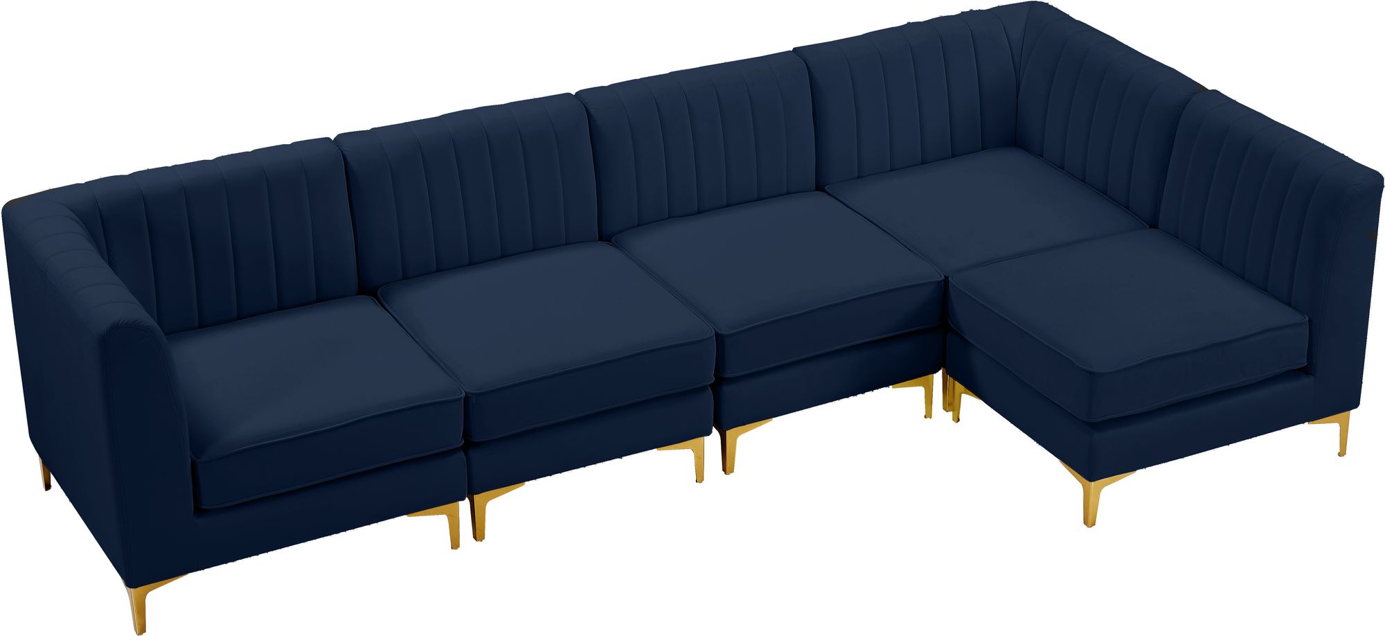 Alina 119" 5-Piece Velvet Modular Sectional