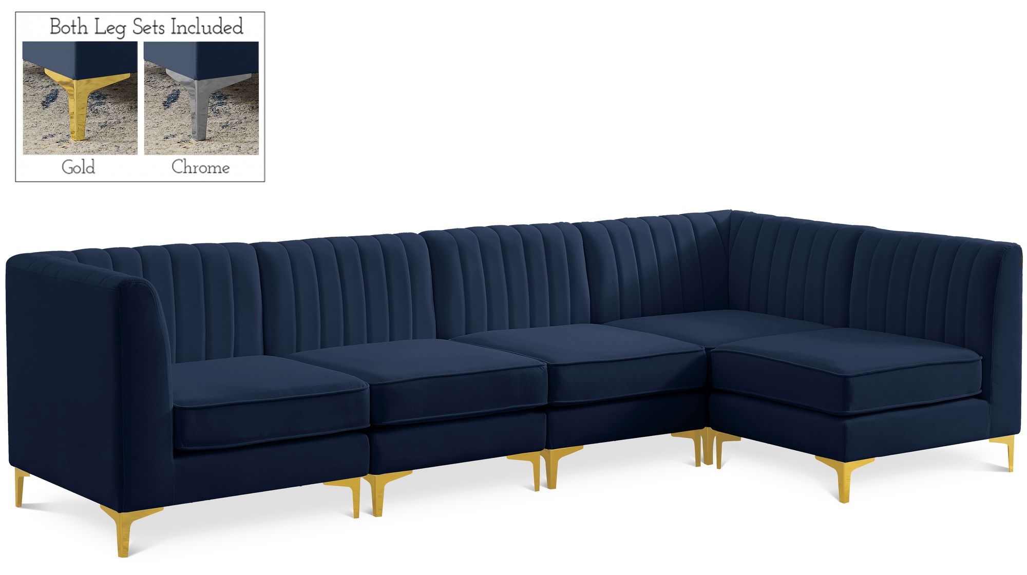 Alina 119" 5-Piece Velvet Modular Sectional