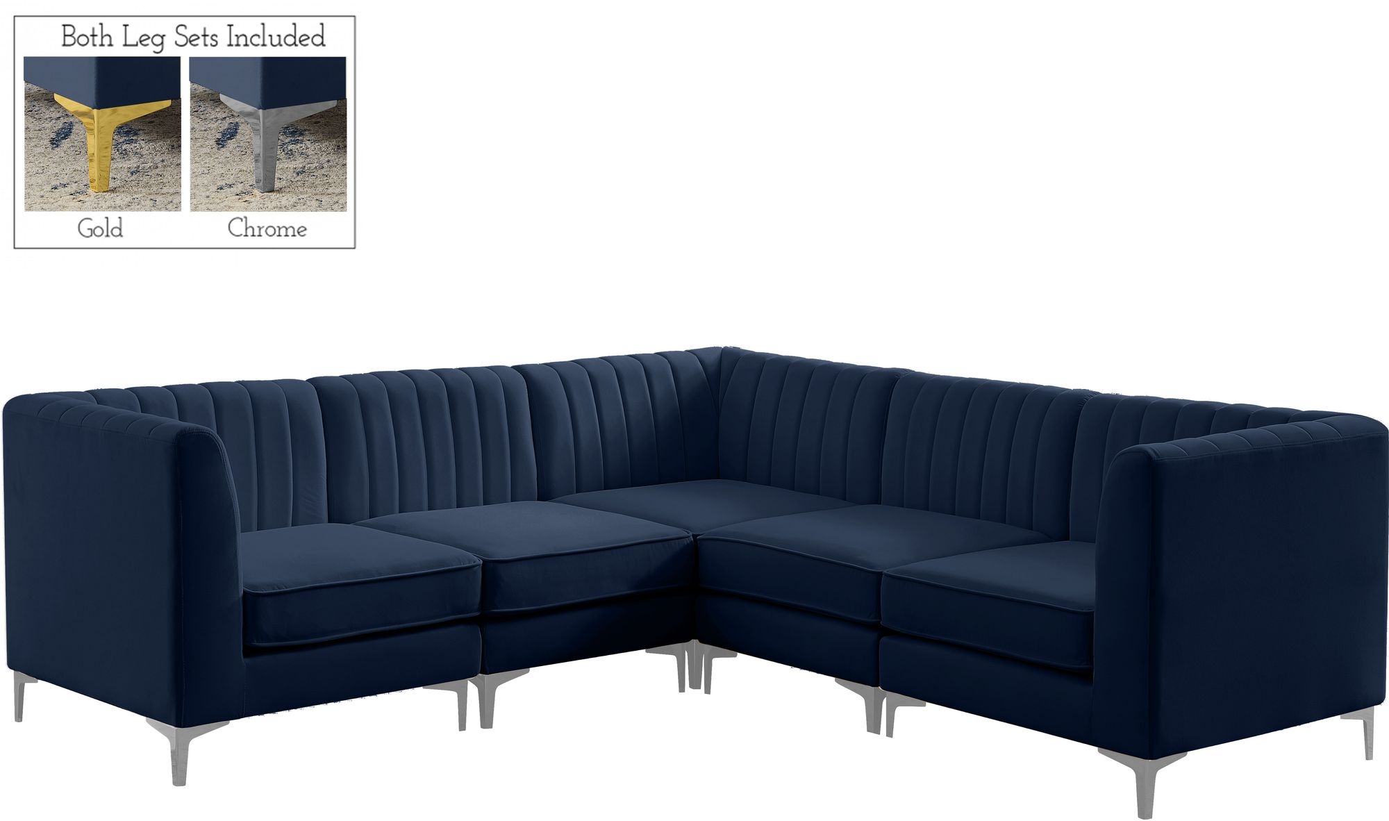 Alina 93" 5-Piece Velvet Modular Sectional