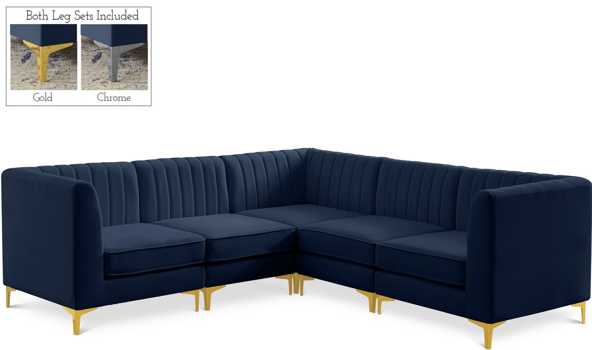 Alina 93" 5-Piece Velvet Modular Sectional