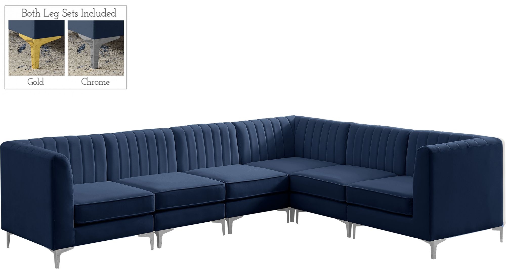 Alina 119" 6-Piece Velvet Modular Sectional