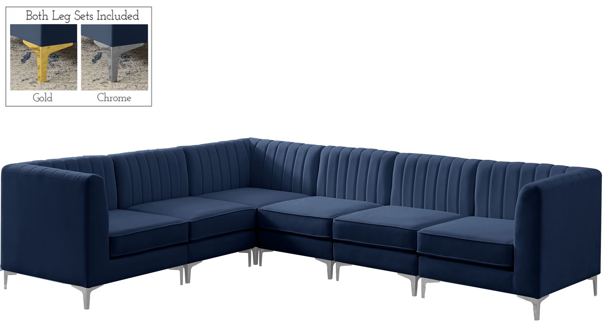 Alina 119" 6-Piece Velvet Modular Sectional