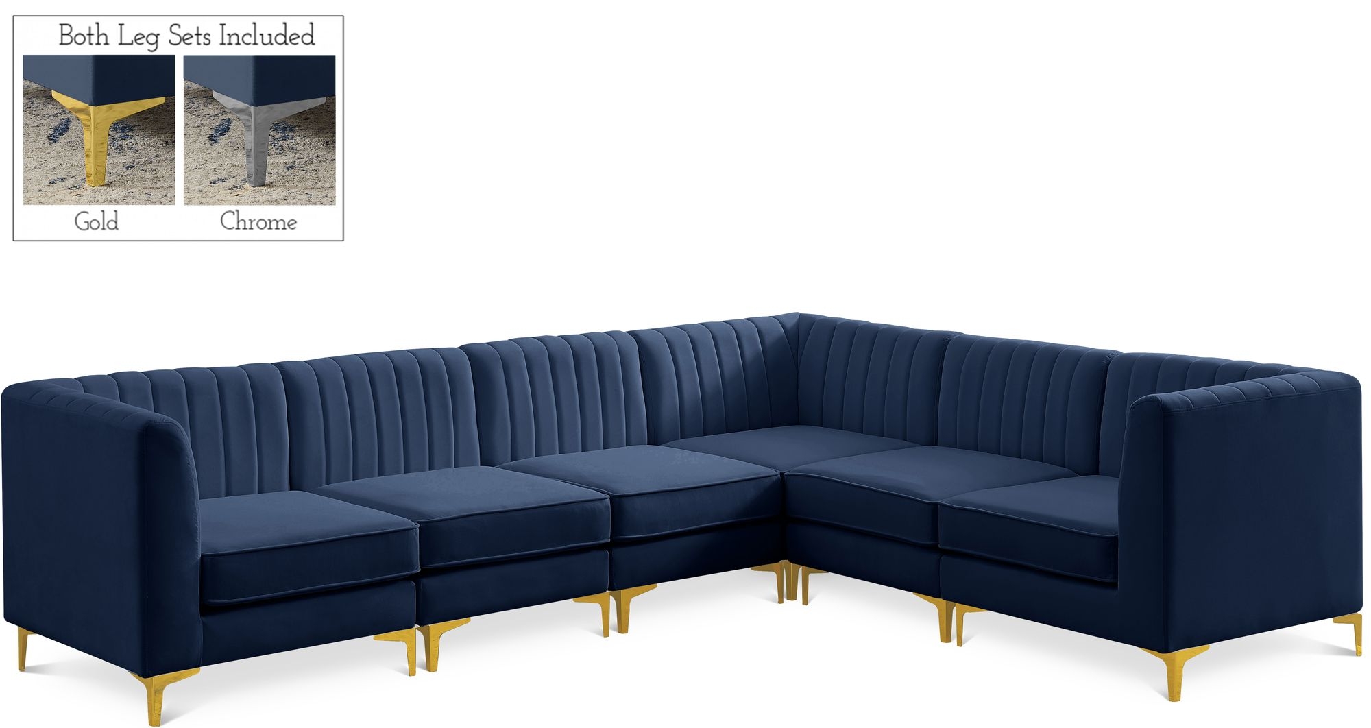 Alina 119" 6-Piece Velvet Modular Sectional