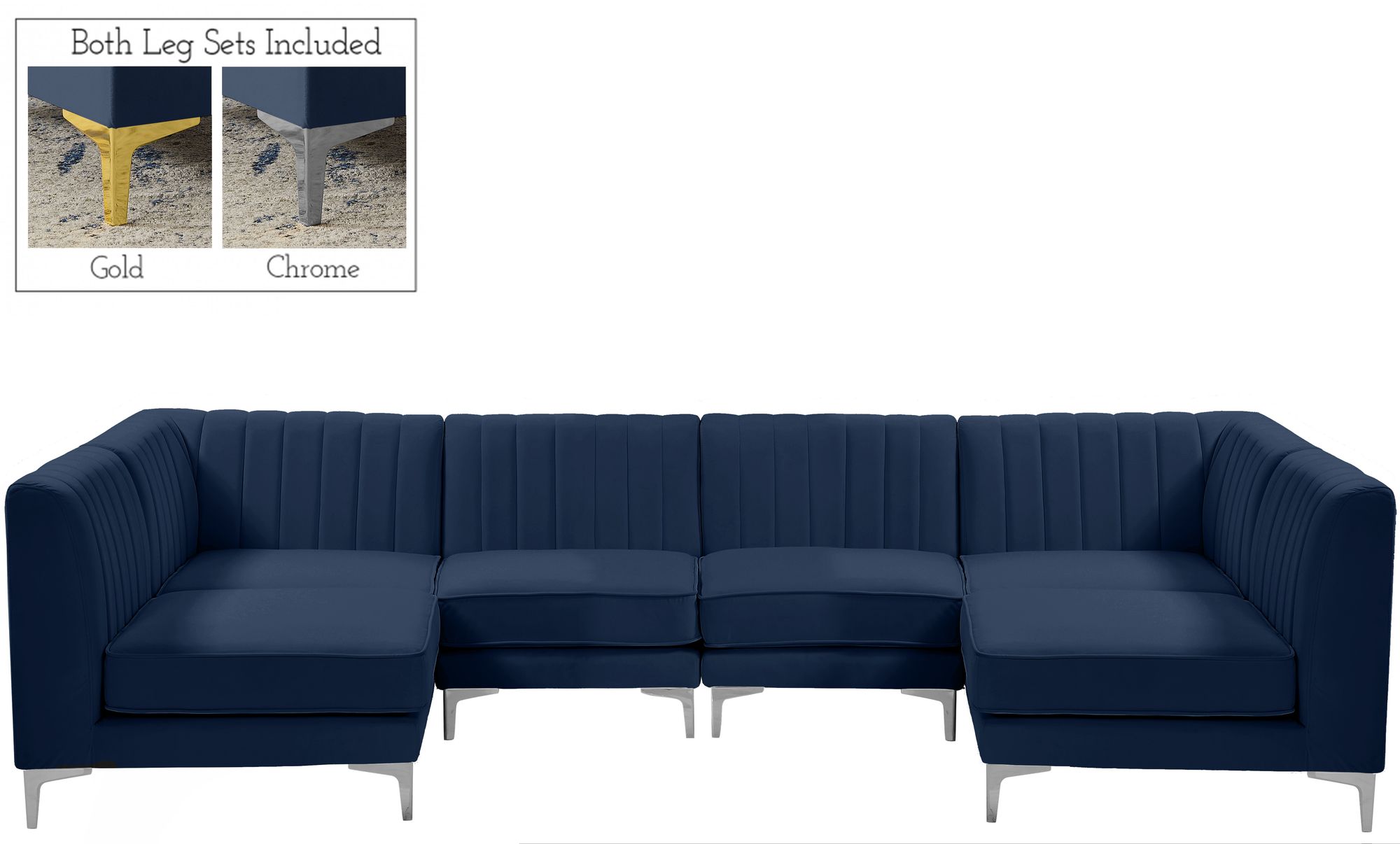 Alina 119" 6-Piece Velvet Modular U-Shape Sectional