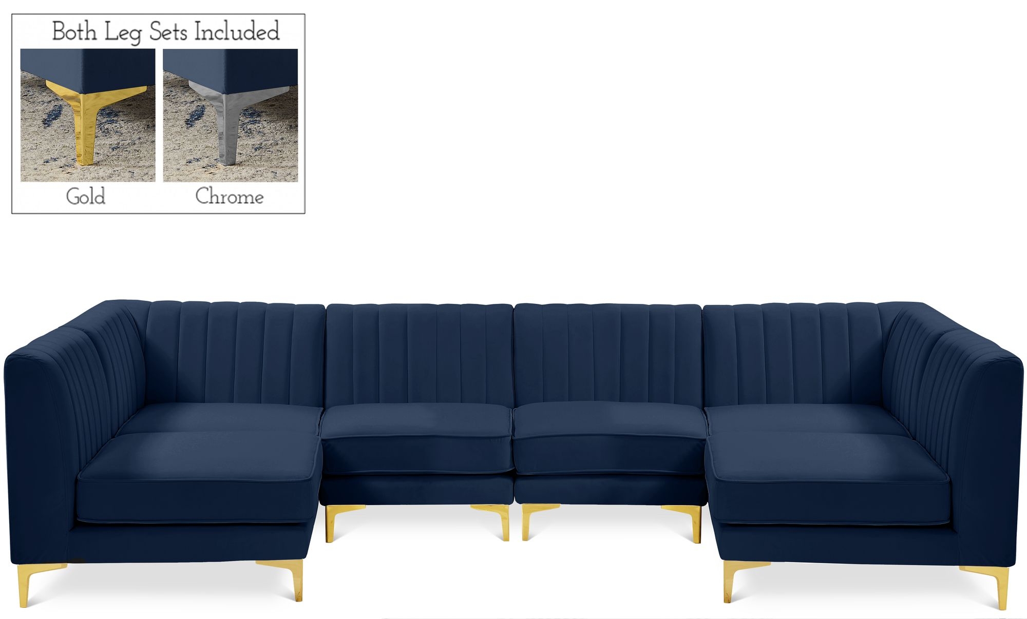 Alina 119" 6-Piece Velvet Modular U-Shape Sectional