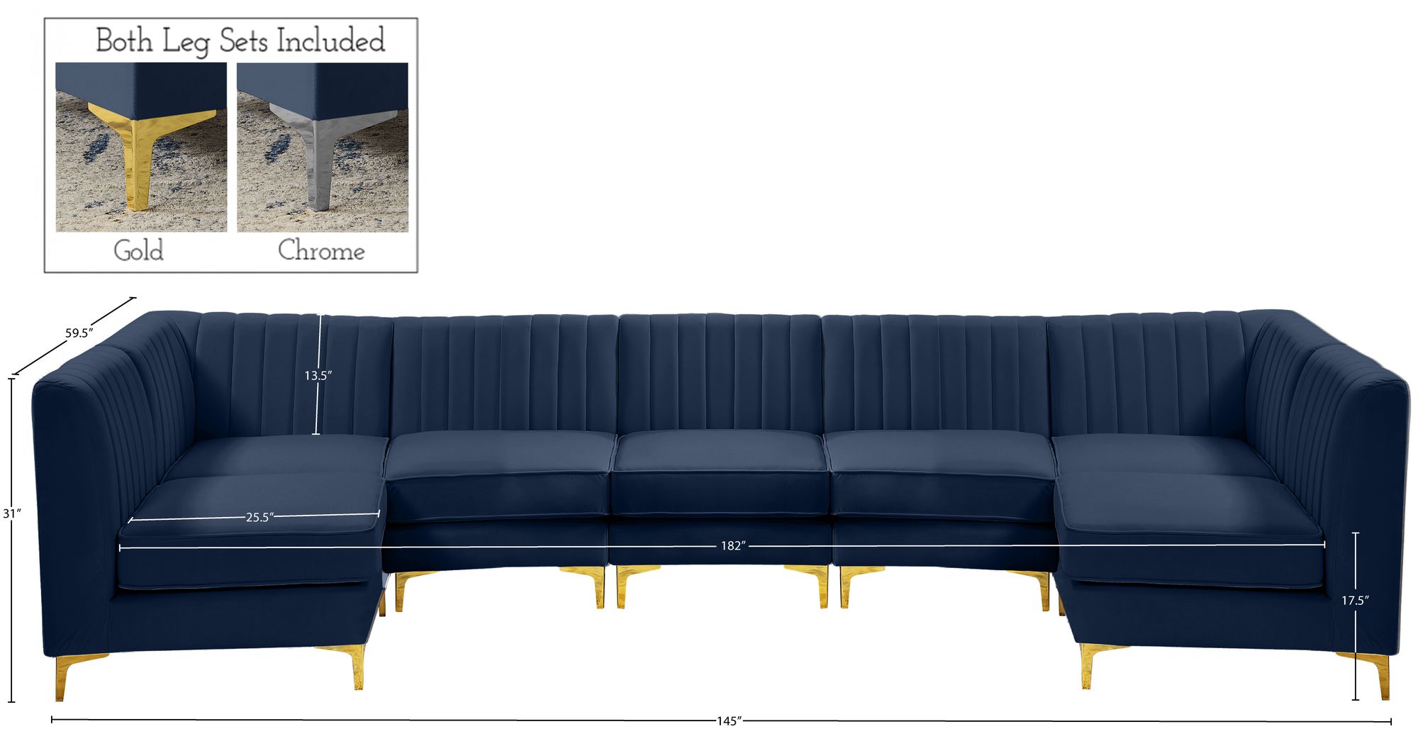 Alina 145" 7-Piece Velvet Modular Sectional