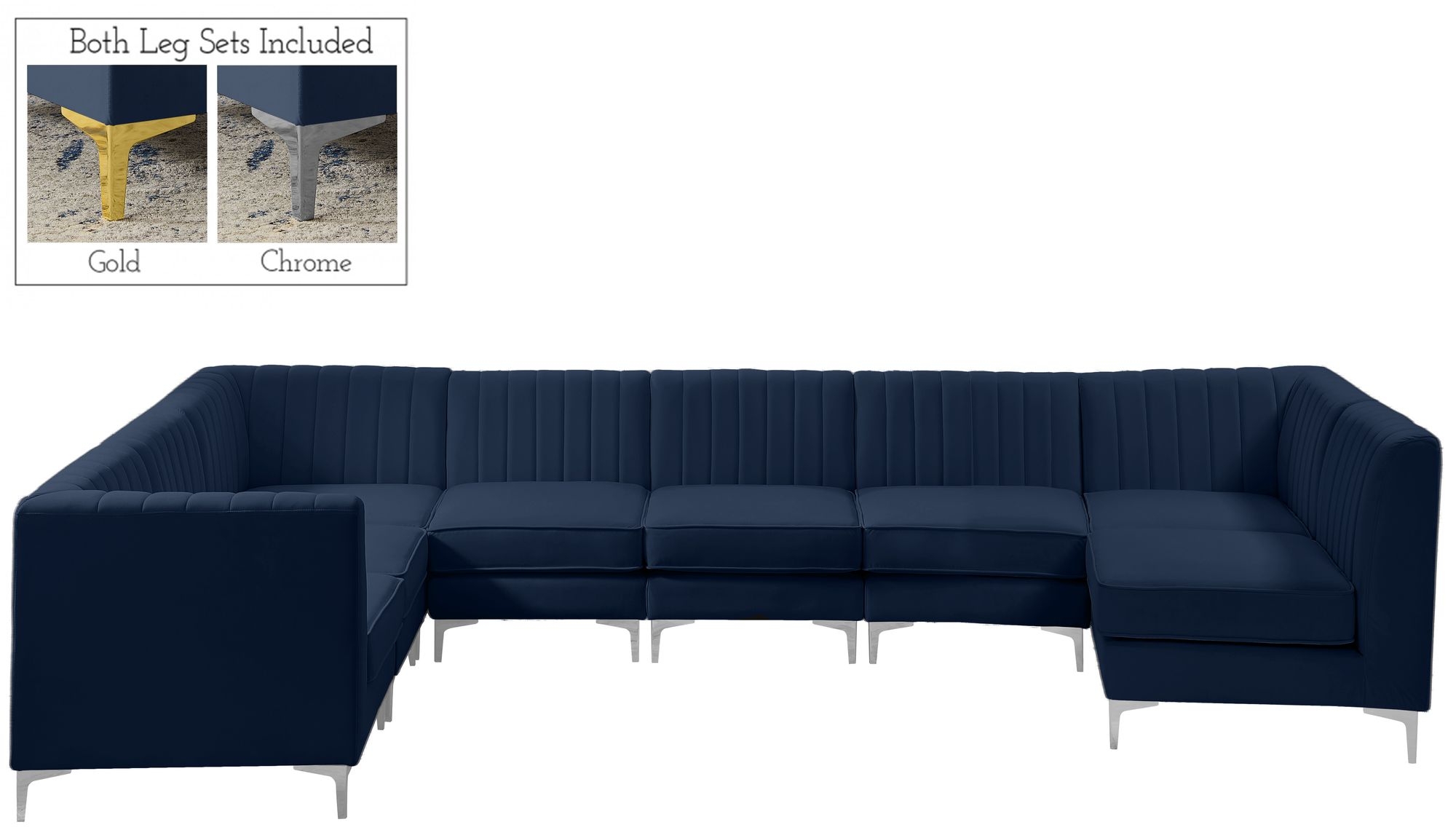 Alina 119" x 119" 8-Piece Velvet Modular Sectional