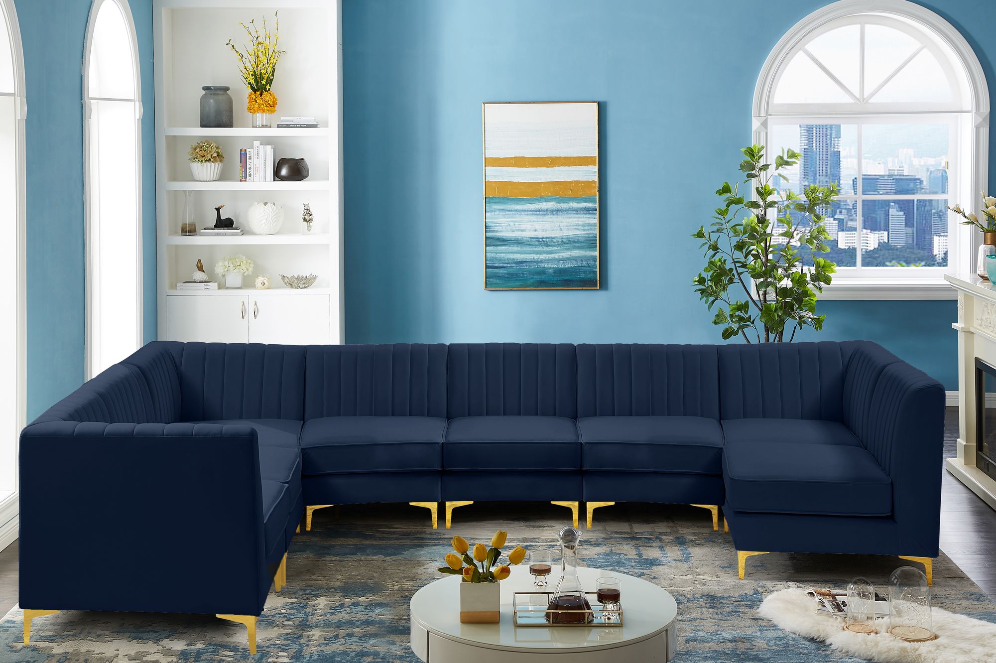 Alina 119" x 119" 8-Piece Velvet Modular Sectional