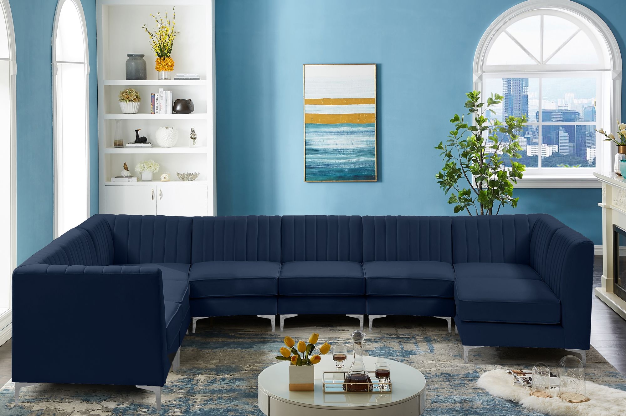 Alina 119" x 119" 8-Piece Velvet Modular Sectional