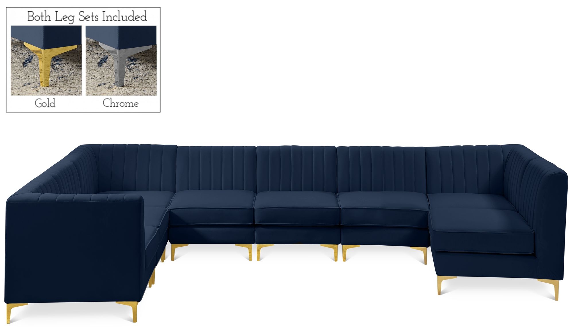 Alina 119" x 119" 8-Piece Velvet Modular Sectional