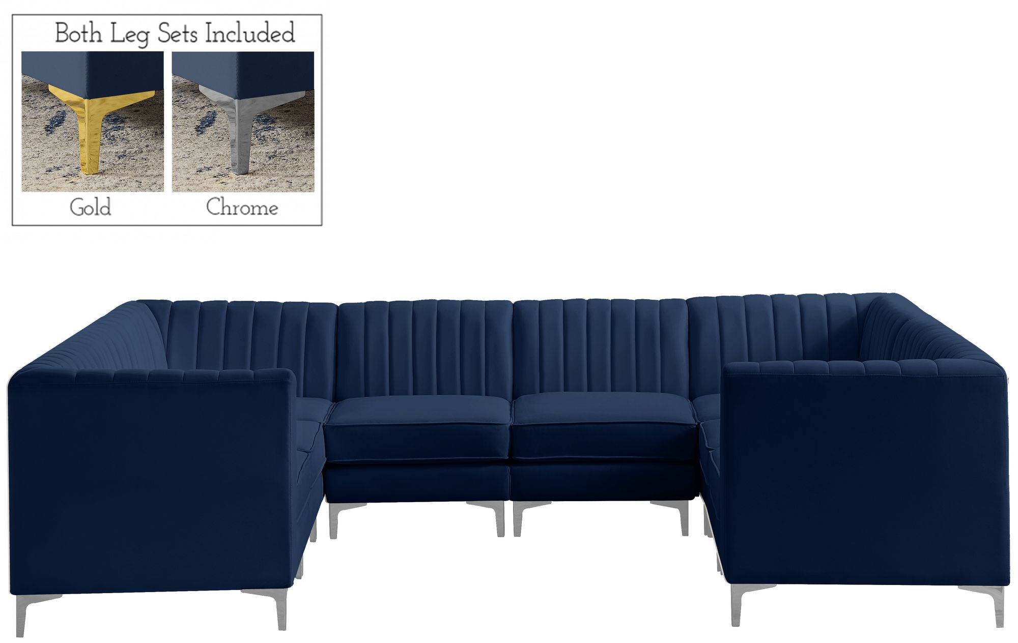 Alina 119" x 93" 8-Piece Velvet Modular Sectional
