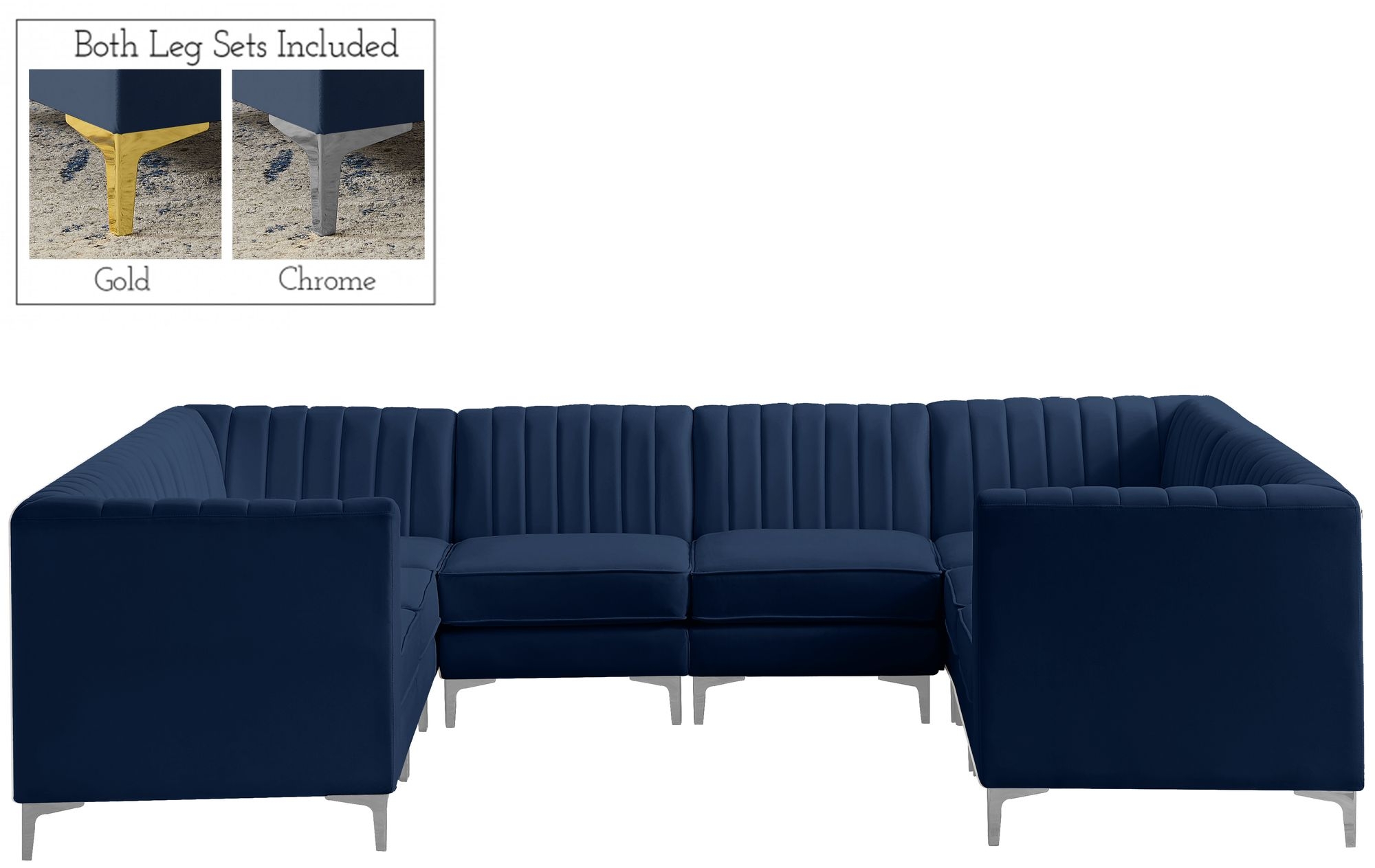 Alina 119" x 93" 8-Piece Velvet Modular Sectional